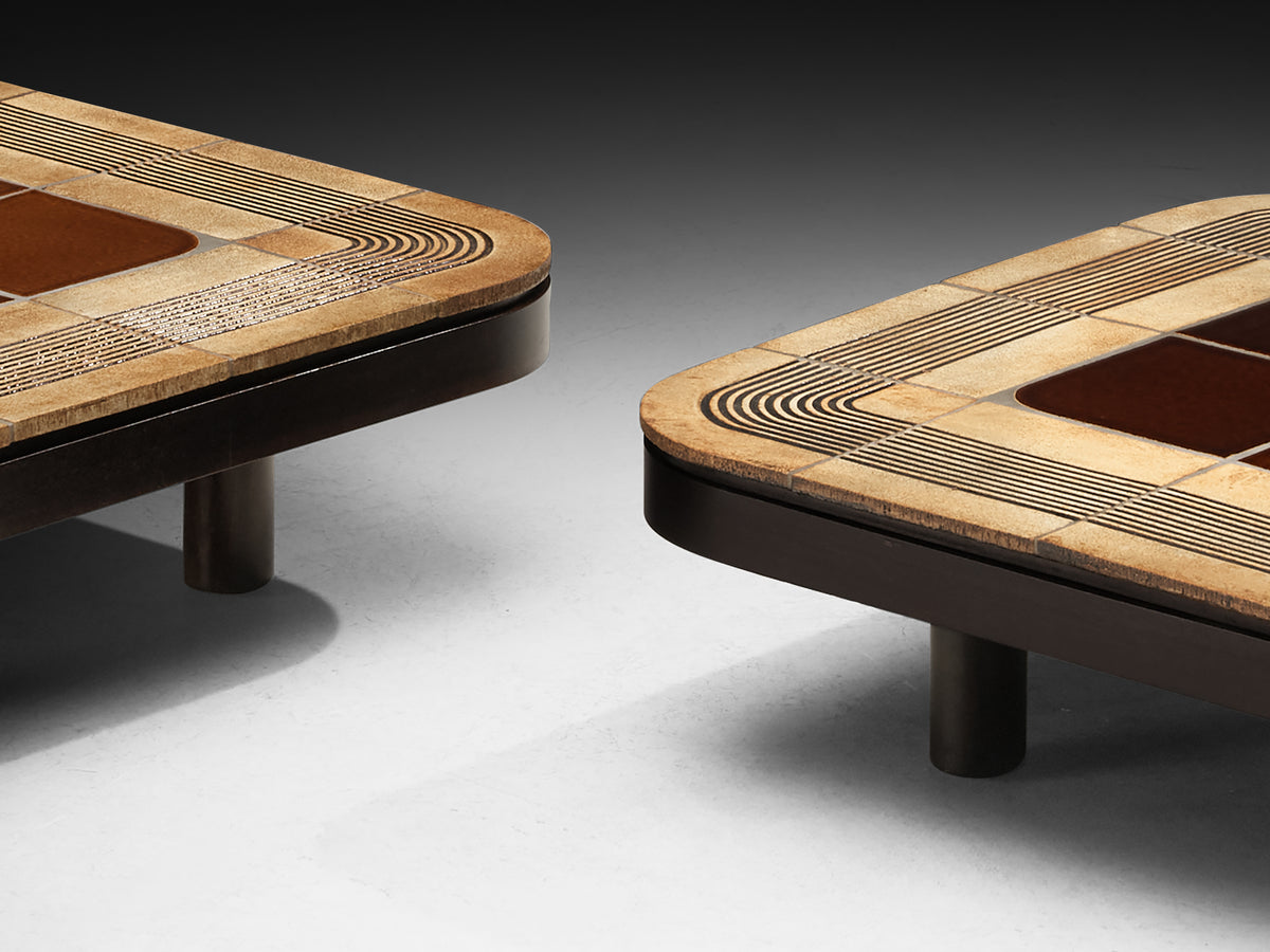 Roger Capron Pair of Coffee Tables 'Mambo' with Ceramic Tiles Tables Morentz