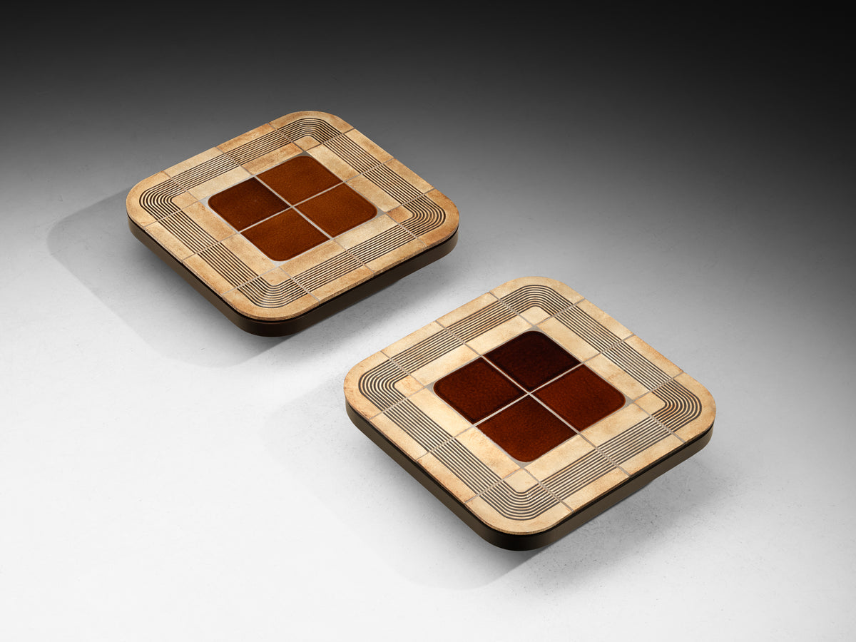 Roger Capron Pair of Coffee Tables 'Mambo' with Ceramic Tiles Tables Morentz