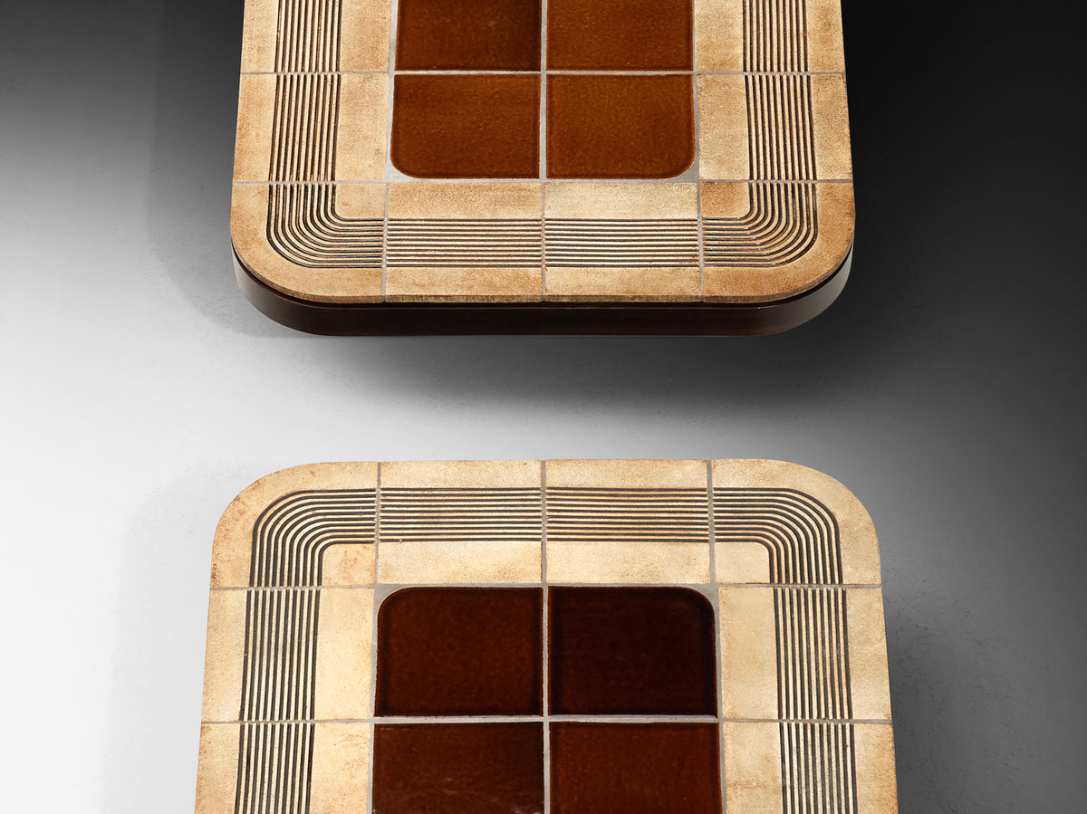 Roger Capron Pair of Coffee Tables 'Mambo' with Ceramic Tiles Tables Morentz