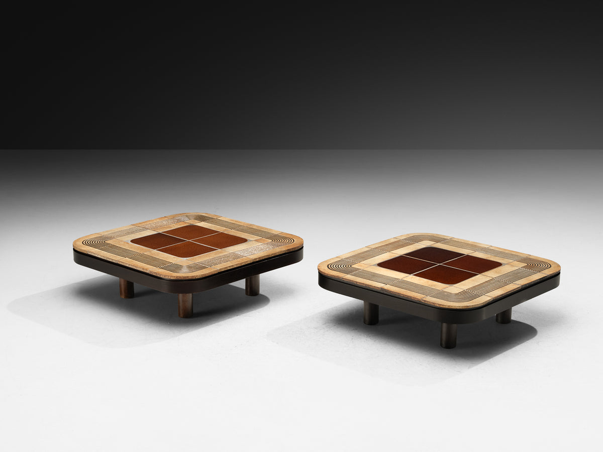Roger Capron Pair of Coffee Tables 'Mambo' with Ceramic Tiles Tables Morentz