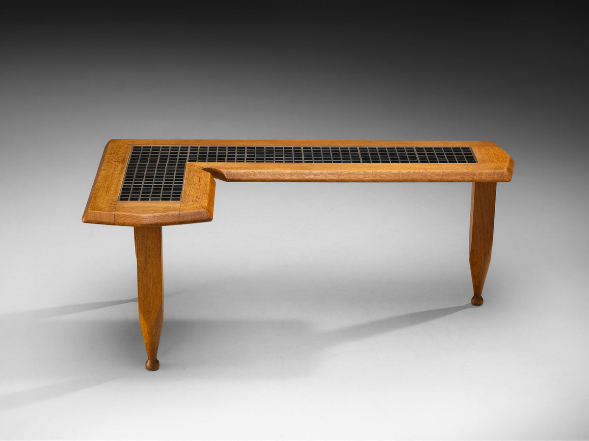Guillerme & Chambron for Votre Maison Coffee Table L-Shape in Oak and Ceramic Tables Morentz