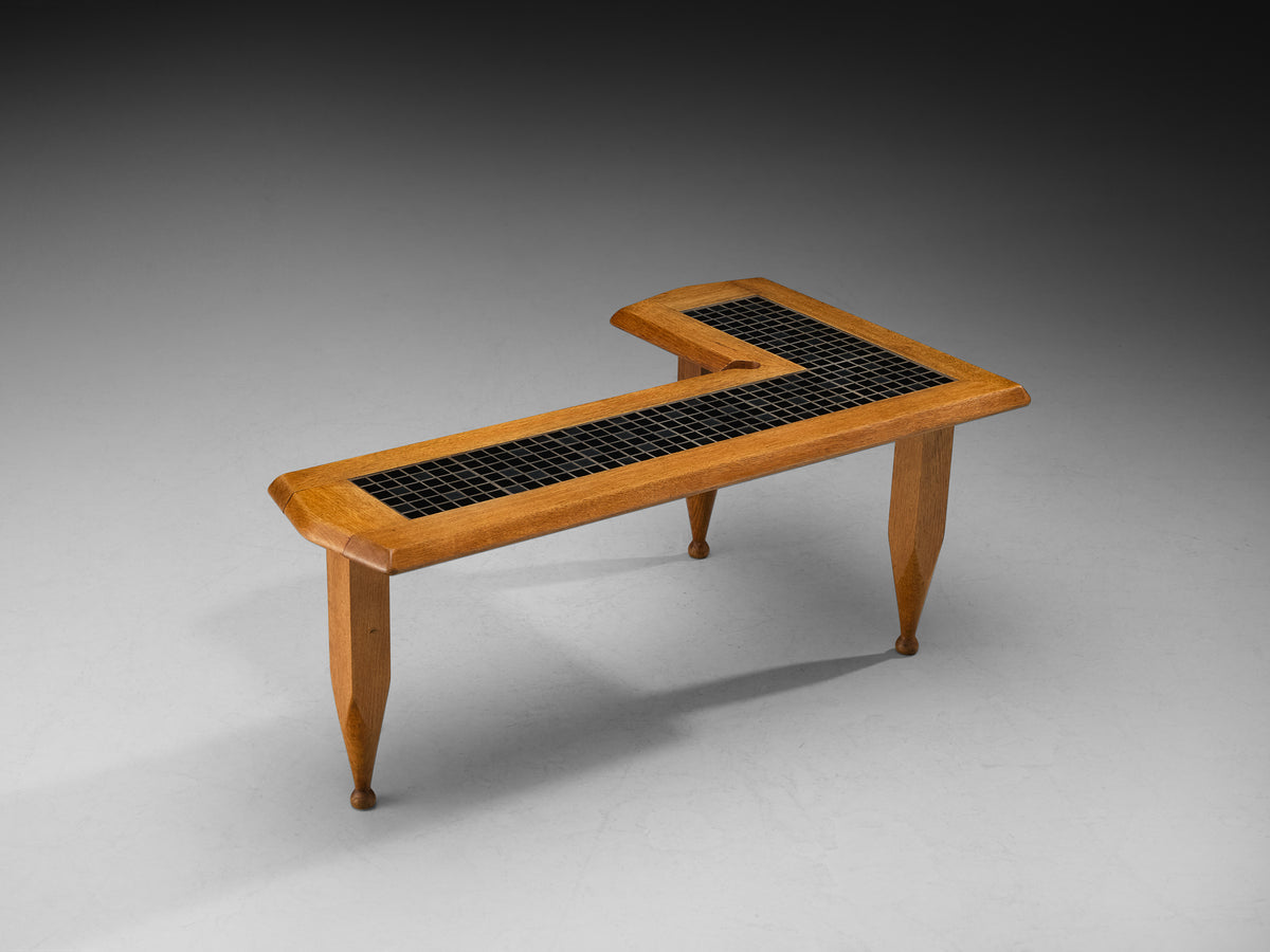 Guillerme & Chambron for Votre Maison Coffee Table L-Shape in Oak and Ceramic Tables Morentz