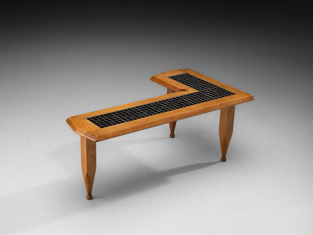 Guillerme & Chambron for Votre Maison Coffee Table L-Shape in Oak and Ceramic Tables Morentz