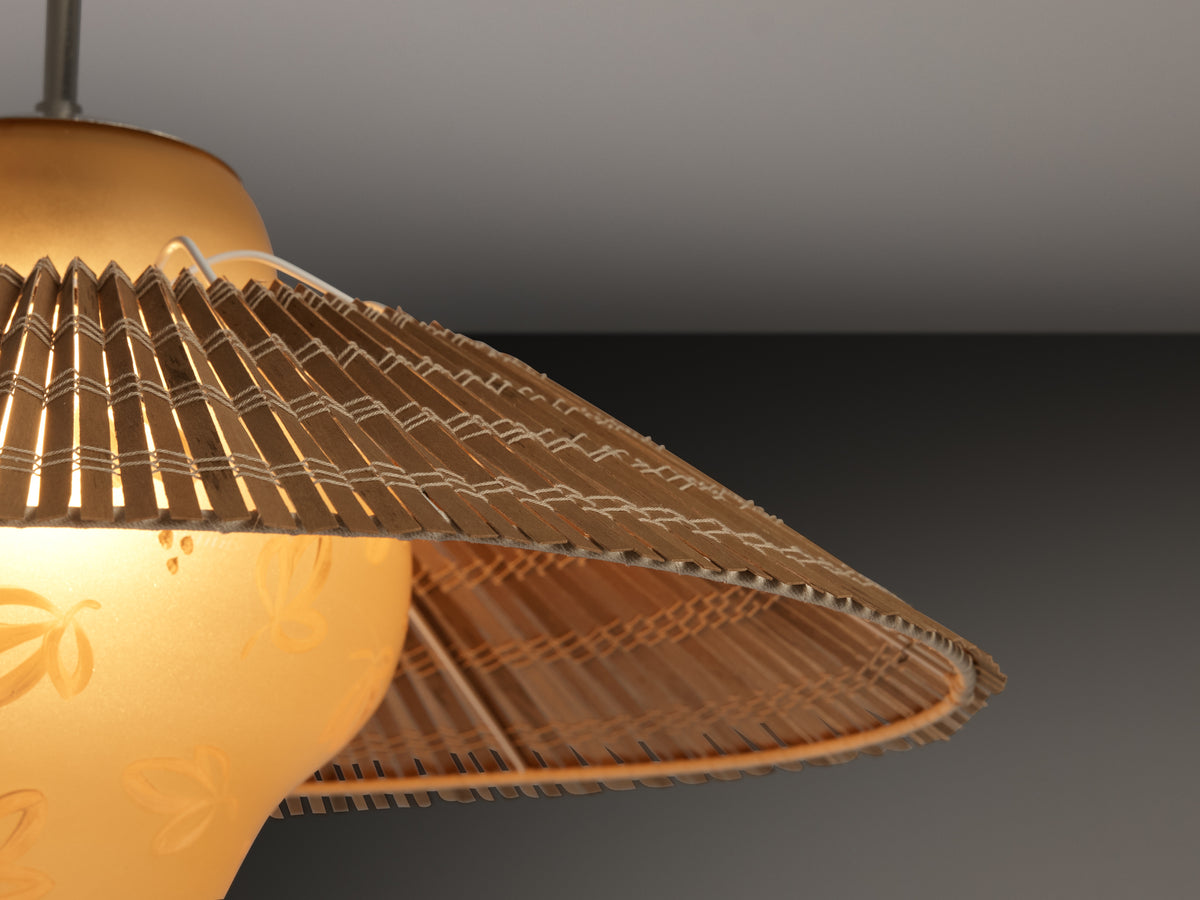 Lisa Johansson-Pape for Orno '1088' Pendant Lamp with Hand-Painted Leaves Lighting Morentz