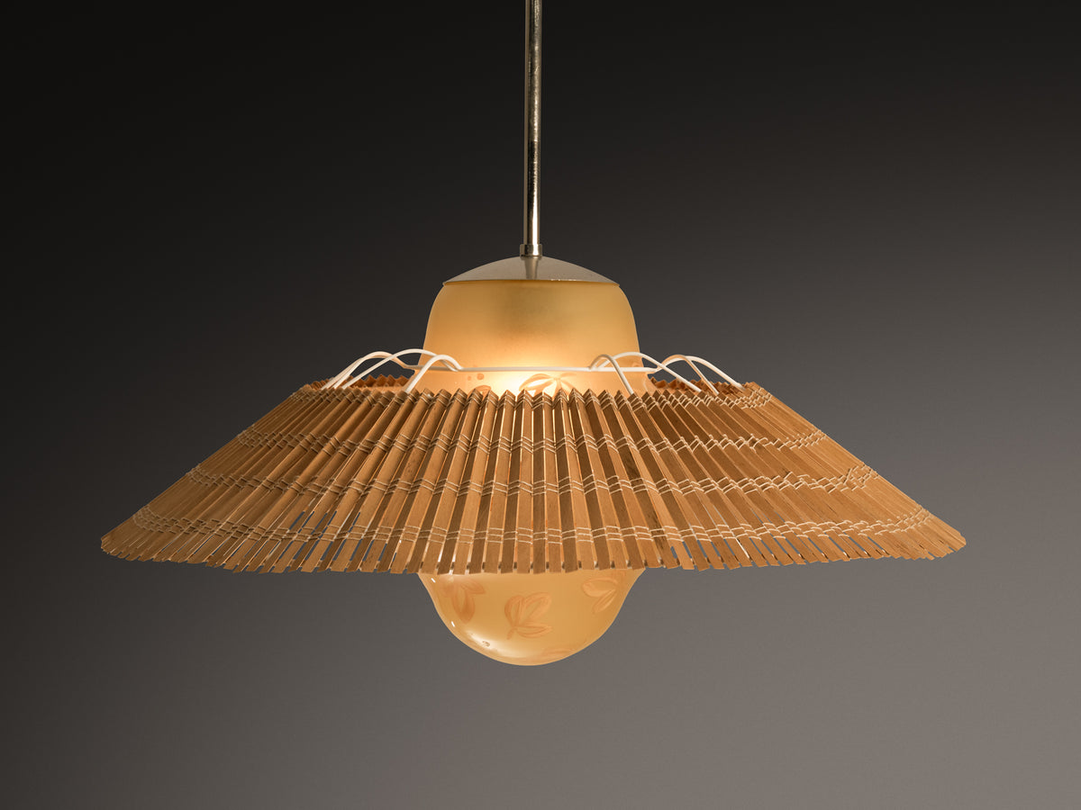 Lisa Johansson-Pape for Orno '1088' Pendant Lamp with Hand-Painted Leaves Lighting Morentz