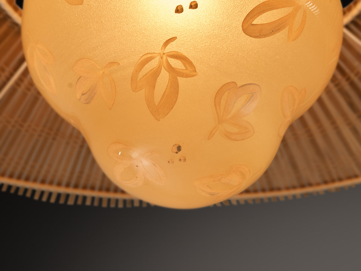Lisa Johansson-Pape for Orno '1088' Pendant Lamp with Hand-Painted Leaves Lighting Morentz