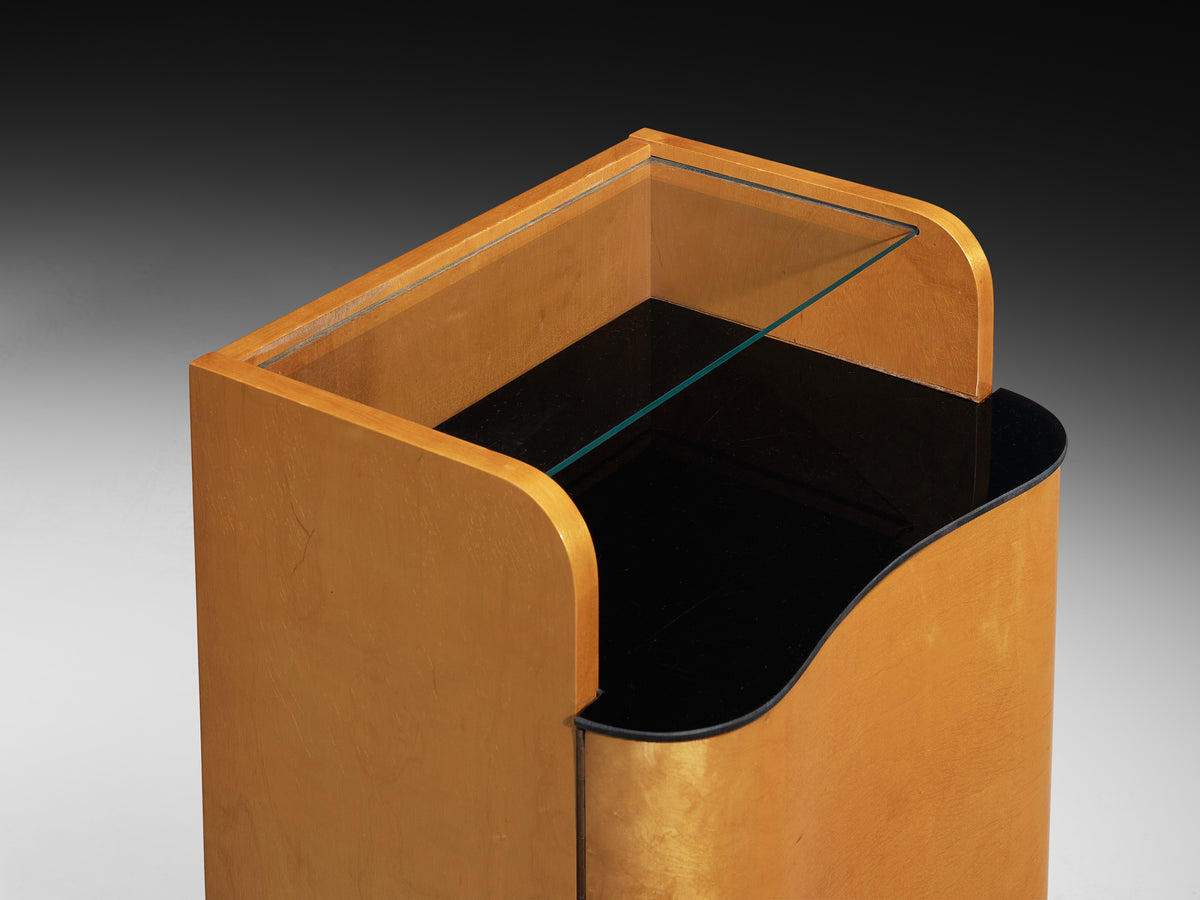 Italian Art Deco Bedside Tables in Maple and Glass Tops Case pieces and storage cabinets Morentz