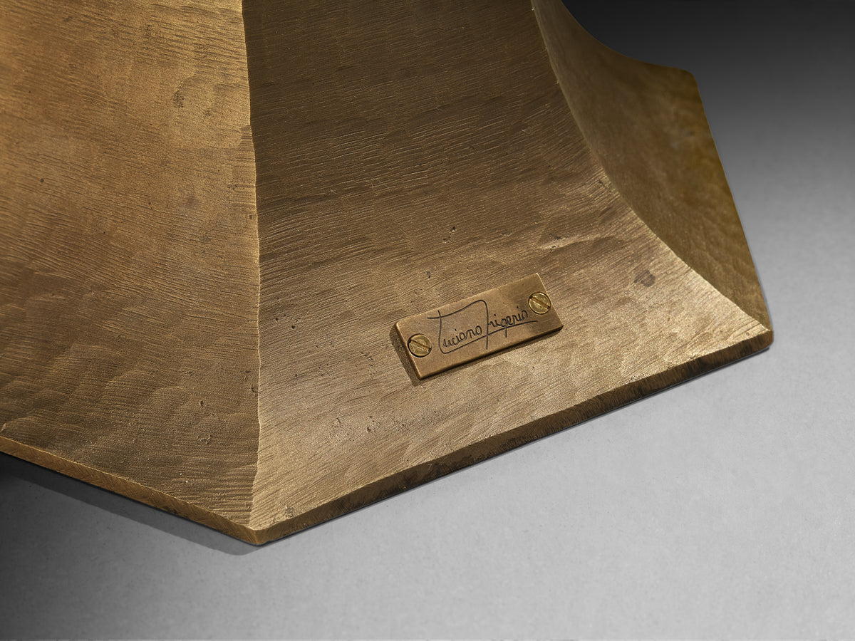 Rare Luciano Frigerio Pair of Side Tables in Hammered Brass Tables Morentz