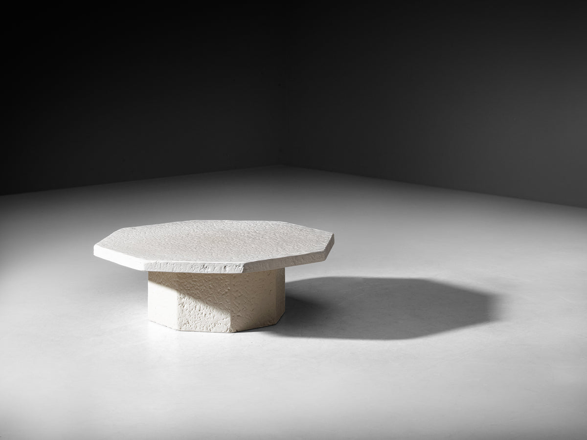 Brutalist Coffee Table in Cream Stone Look Resin Tables Morentz