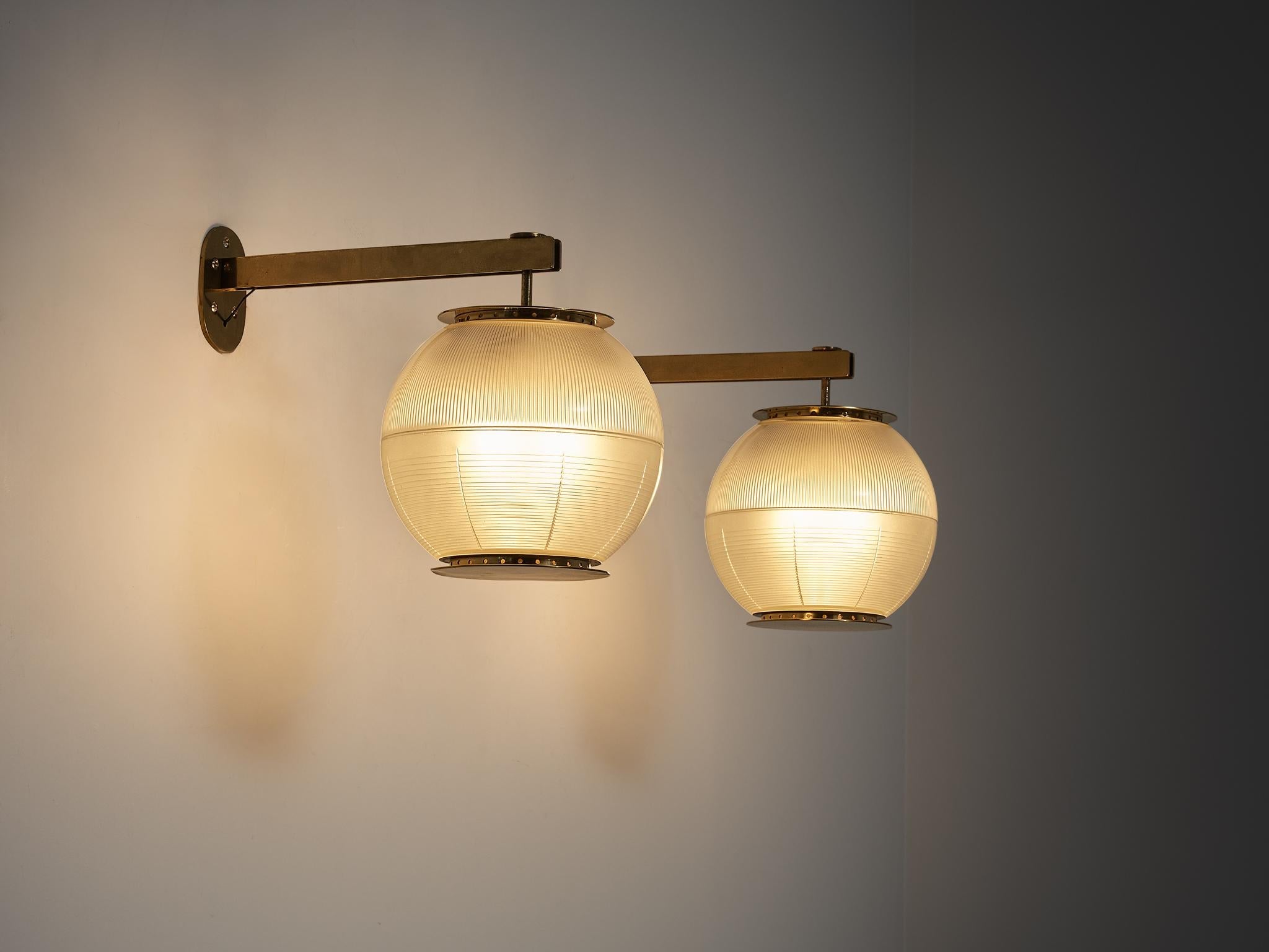 Ignazio Gardella for Azucena 'Doppio Vetro' Wall Lights in Glass and Brass lighting Morentz