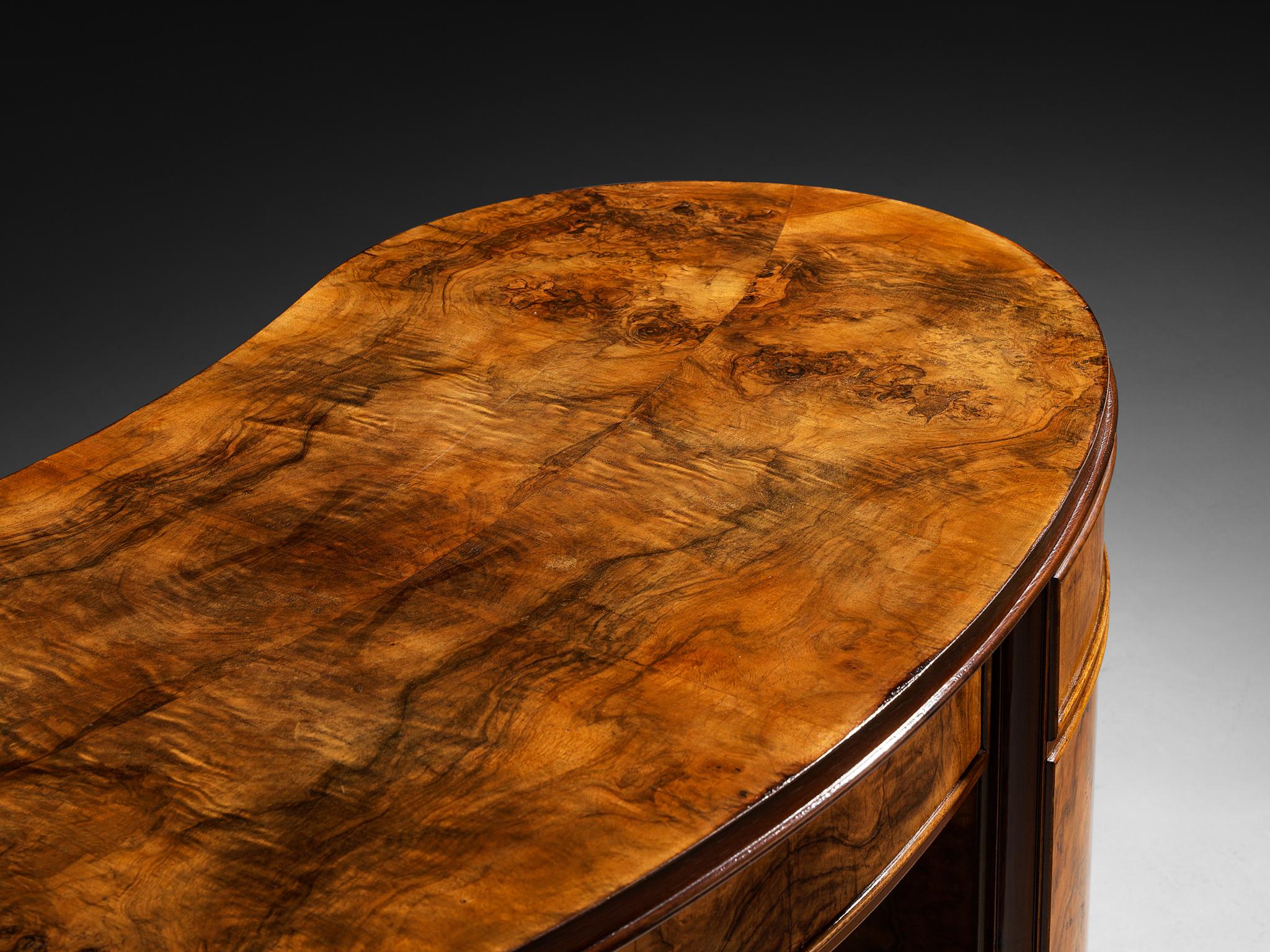 Fontana Arte Free-Standing Writing Desk in Walnut Burl and Brass tables Morentz