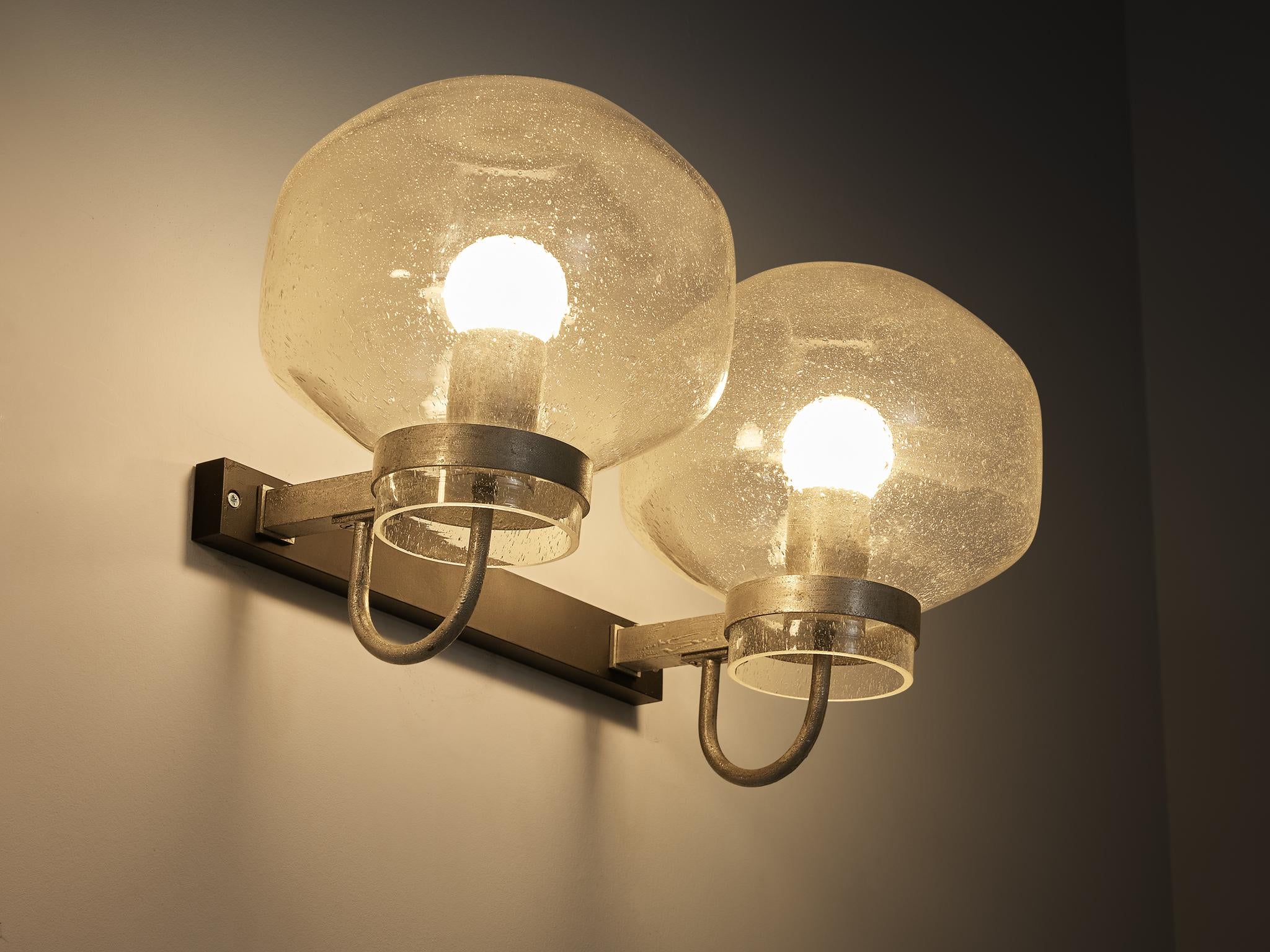 1970s Wall Lights in Silver-Colored Metal & Blown Glass lighting Morentz