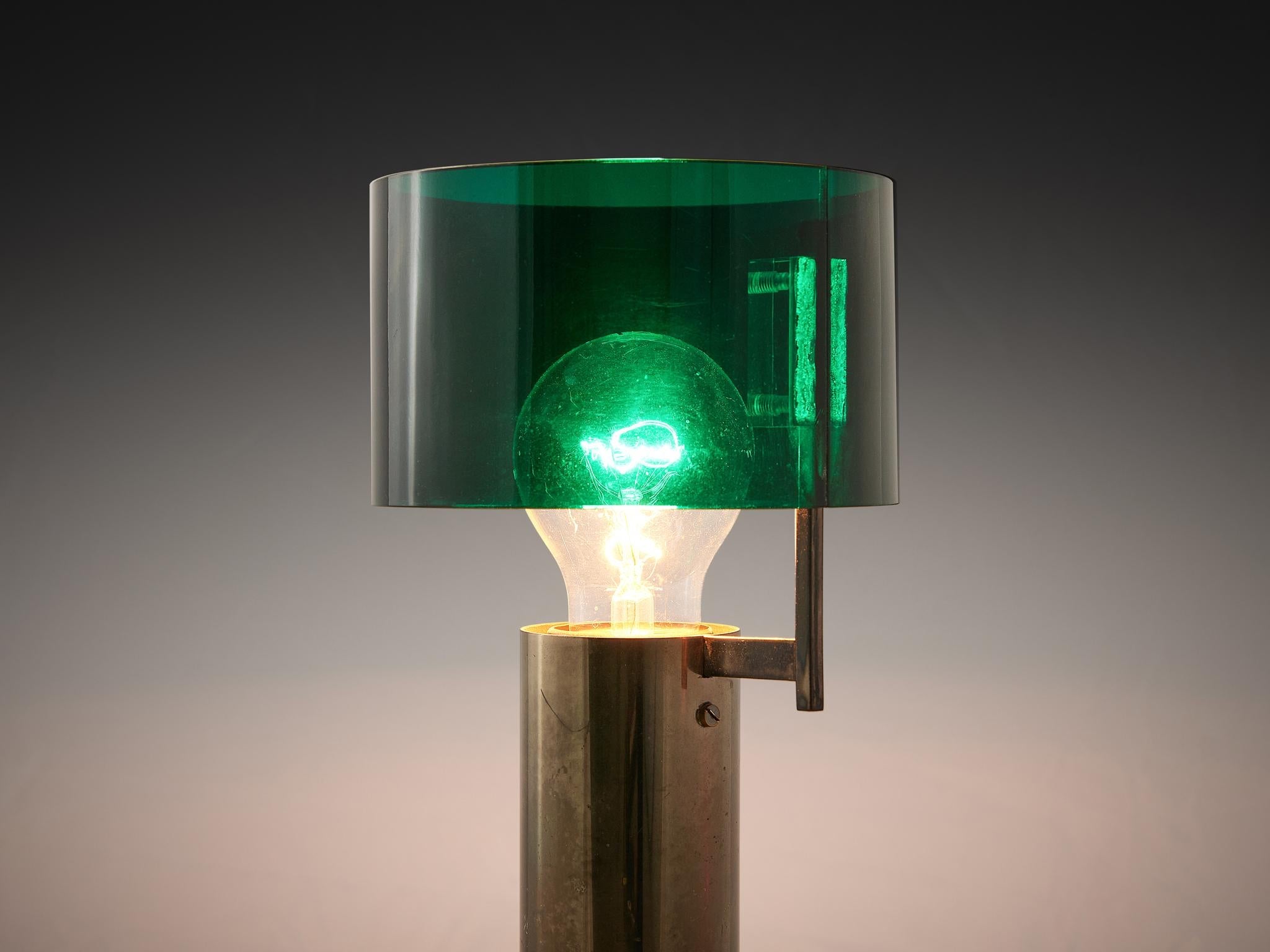 Tito Agnoli for O-Luce Table Lamp in Nickel-Plated Brass and Perspex lighting Morentz