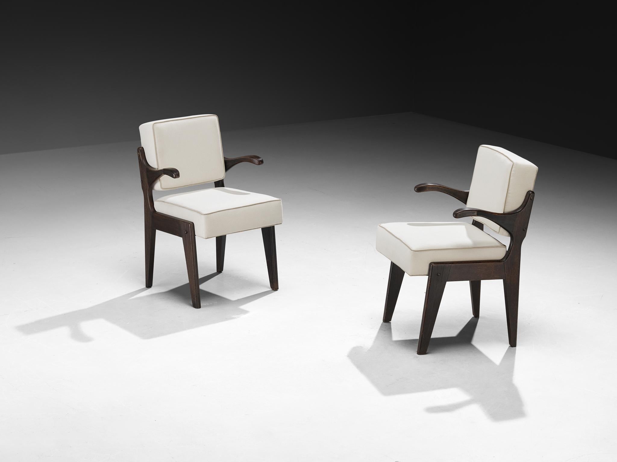 Guillerme & Chambron for Votre Maison Pair of 'Bridge Etudiant' Armchairs seating Morentz