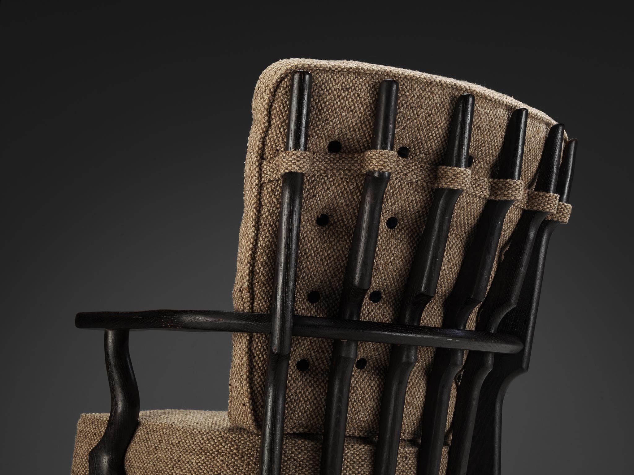 Guillerme & Chambron 'Mid Repos' Lounge Chair in Darkened Oak seating Morentz