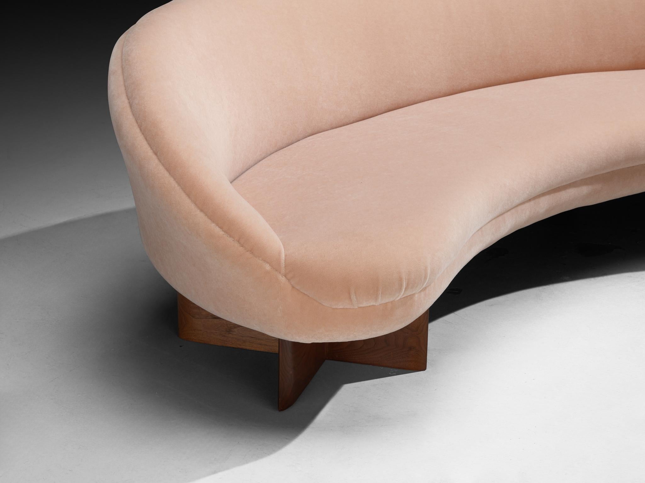Vladimir Kagan for Kagan-Dreyfuss Inc '6999' Sofa in Mohair and Walnut seating Morentz