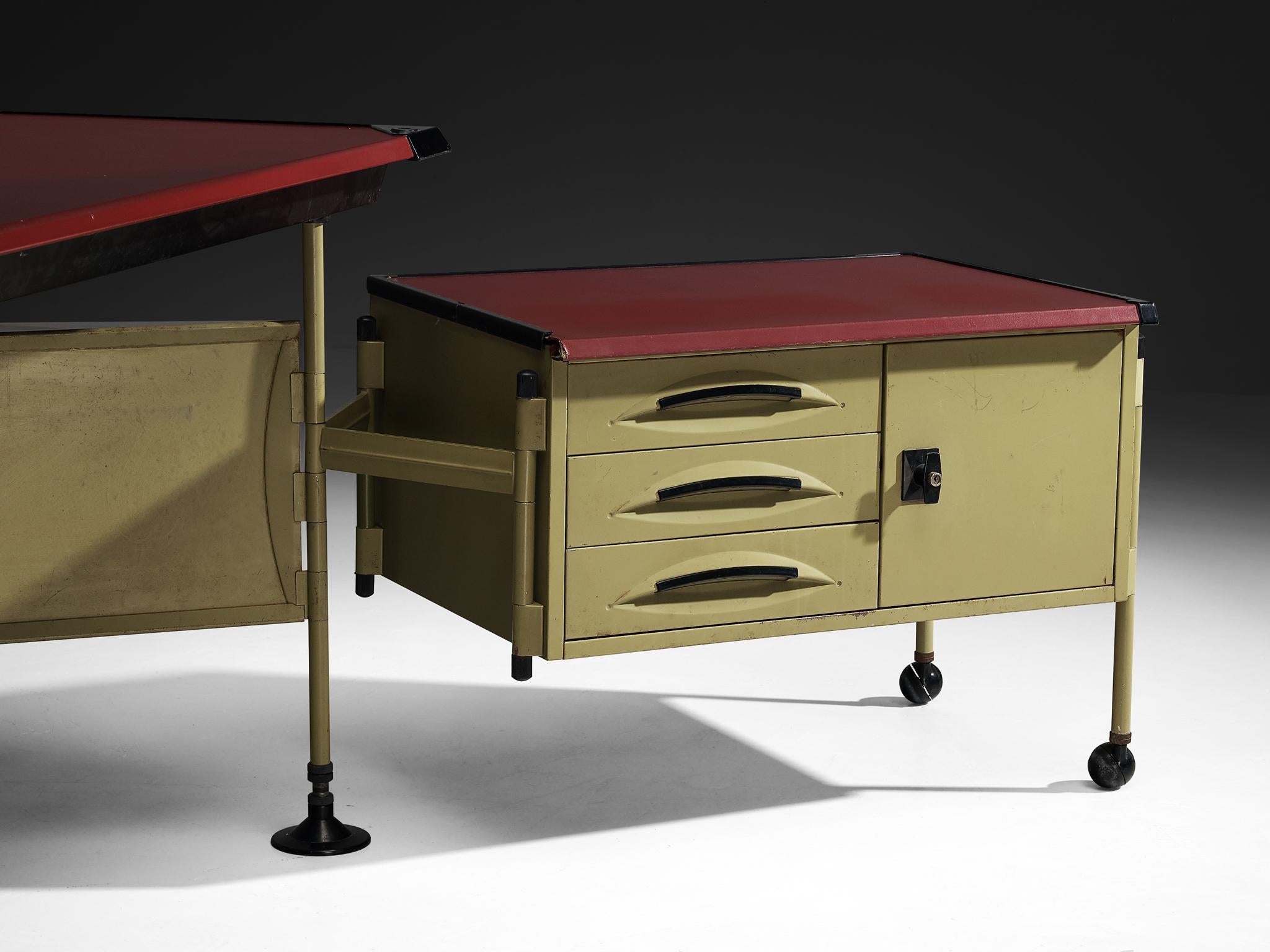 Studio BBPR 'Spazio' Corner Desk with Movable Cabinet tables Morentz