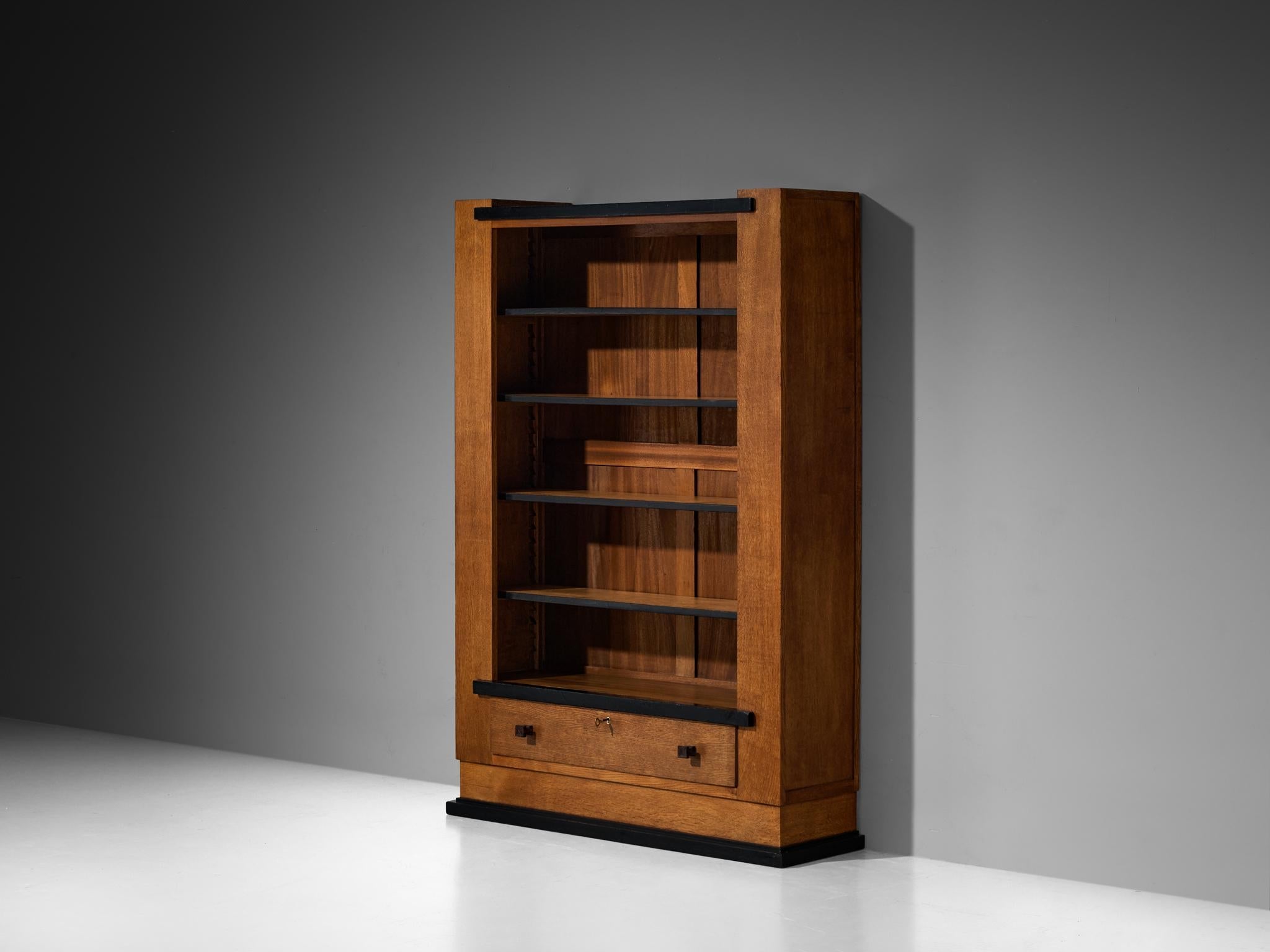 Hendrik Wouda for Pander Art Deco Bookshelf in Oak case pieces and storage cabinets Morentz