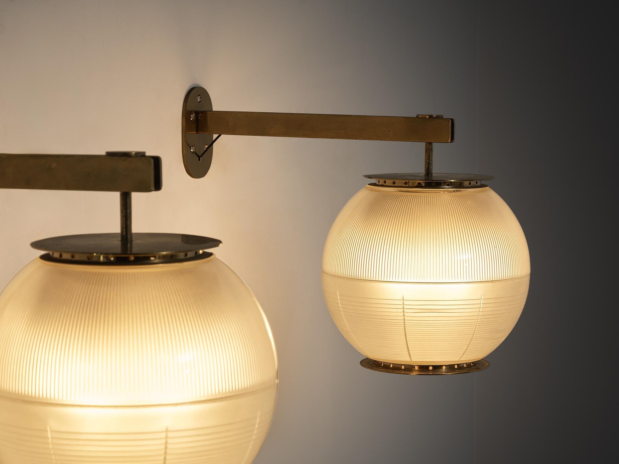 Ignazio Gardella for Azucena 'Doppio Vetro' Wall Lights in Glass and Brass lighting Morentz