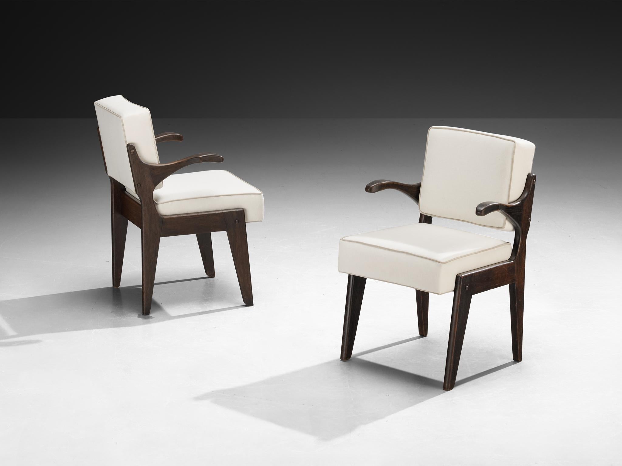 Guillerme & Chambron for Votre Maison Pair of 'Bridge Etudiant' Armchairs seating Morentz