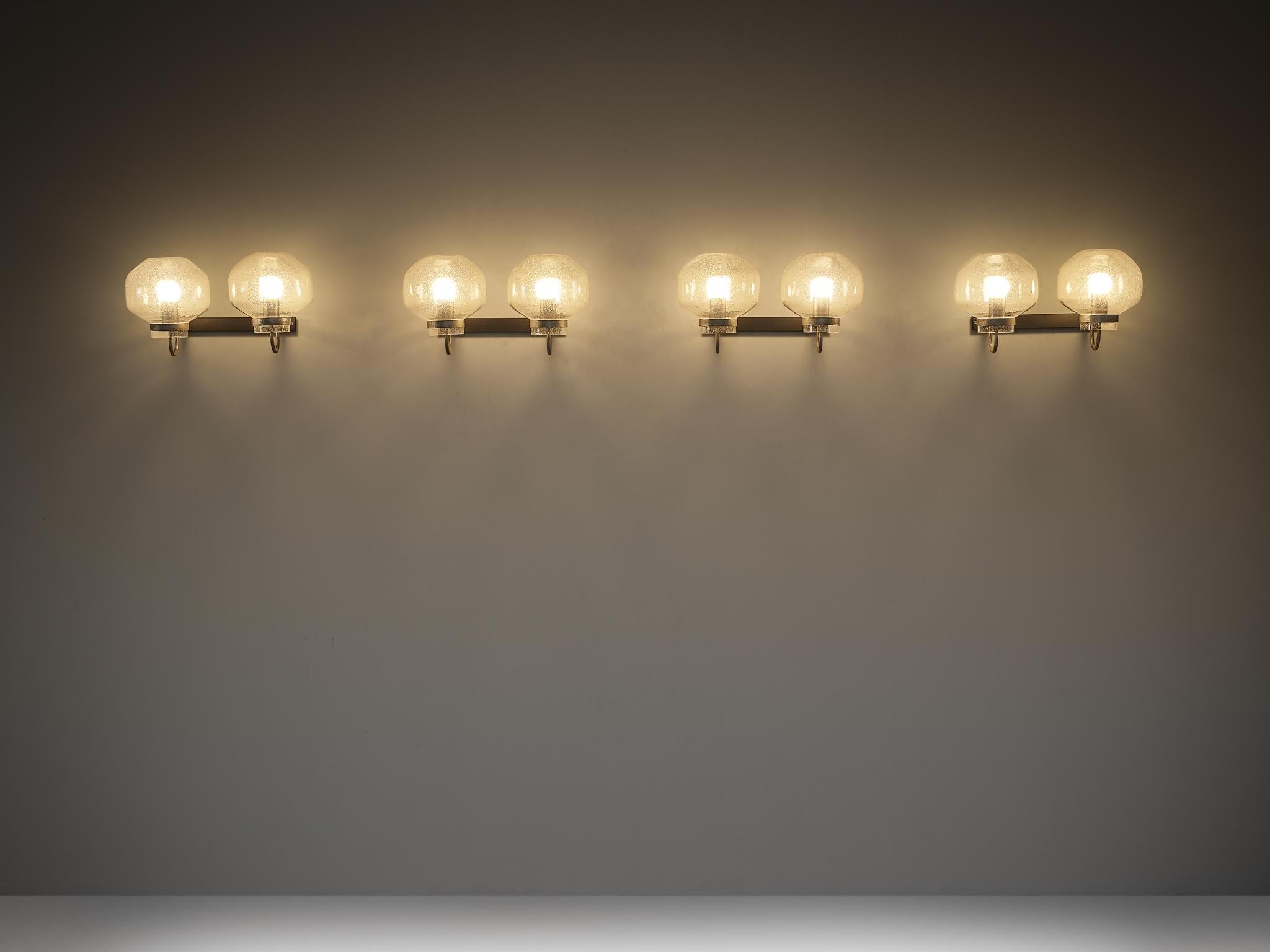 1970s Wall Lights in Silver-Colored Metal & Blown Glass lighting Morentz