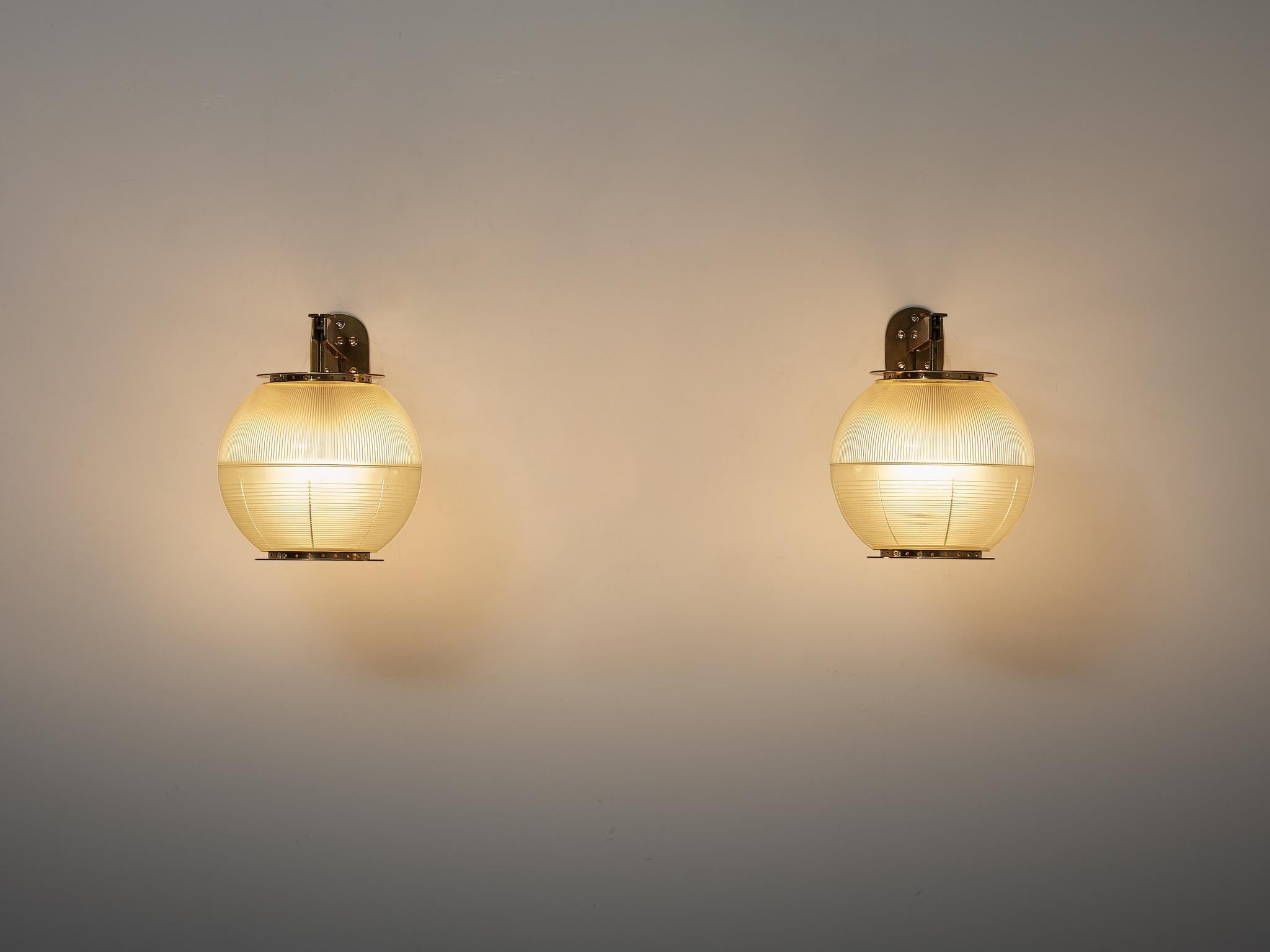 Ignazio Gardella for Azucena 'Doppio Vetro' Wall Lights in Glass and Brass lighting Morentz