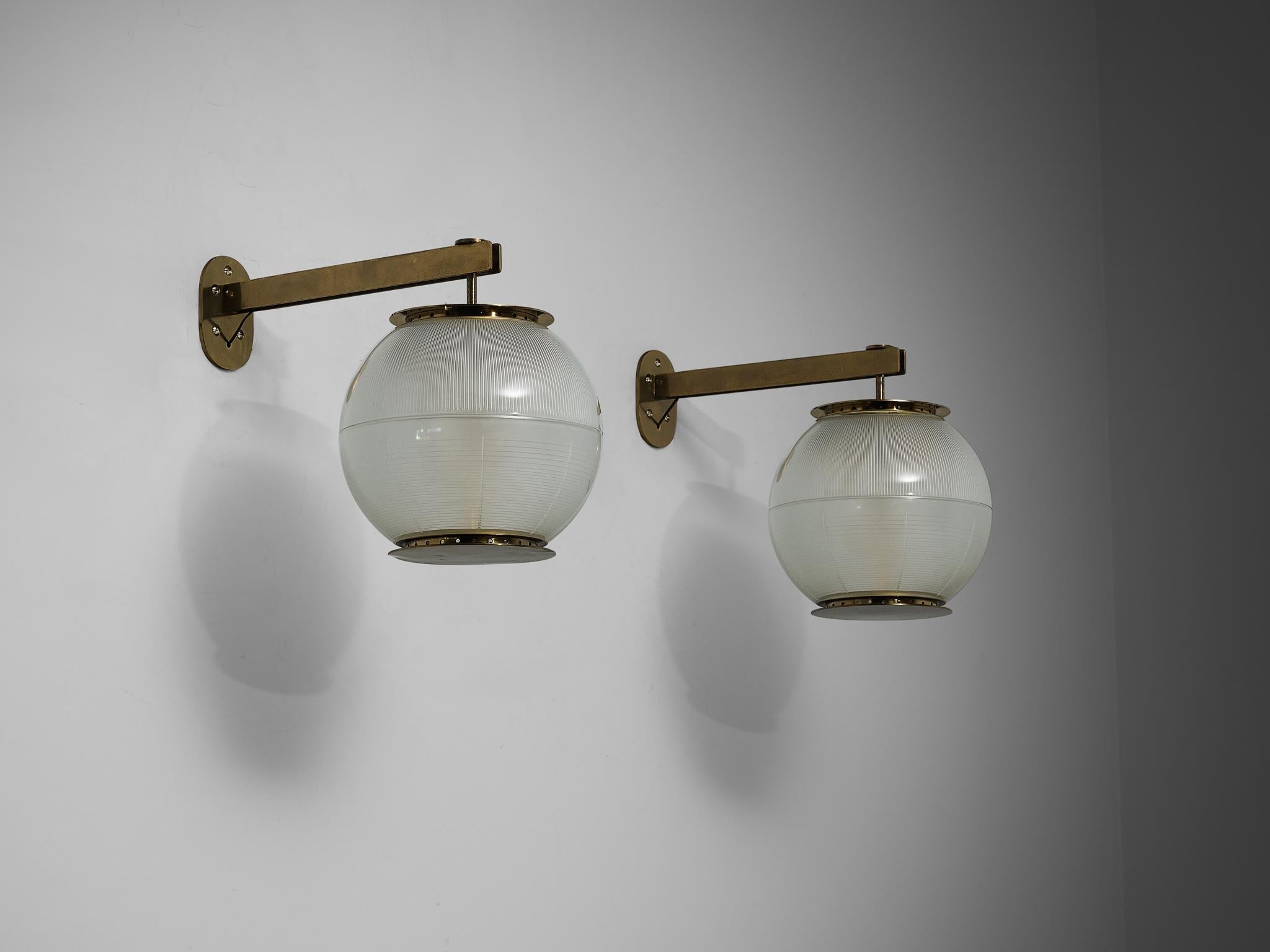 Ignazio Gardella for Azucena 'Doppio Vetro' Wall Lights in Glass and Brass lighting Morentz