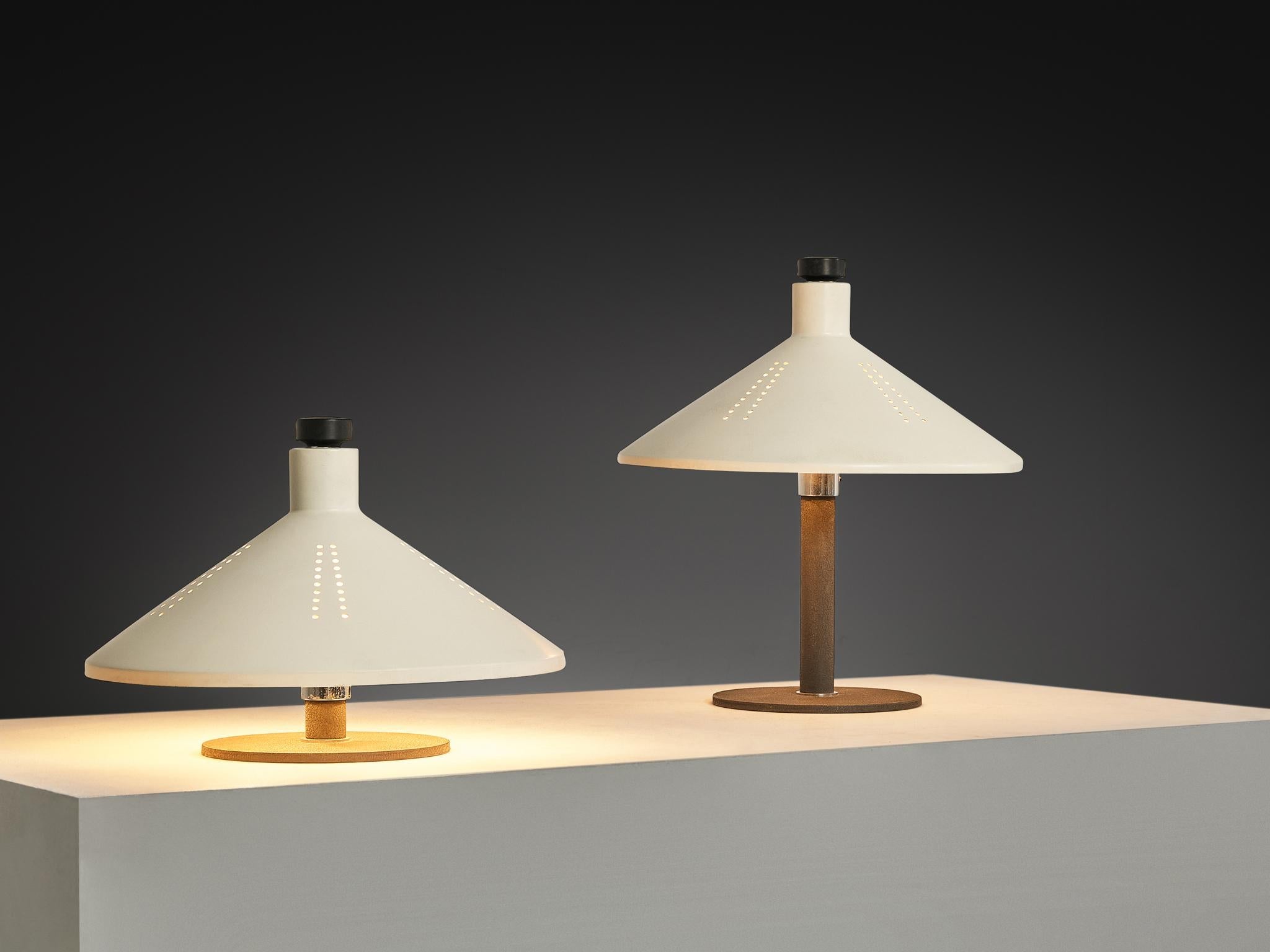 Gino Sarfatti for Arteluce '609' Table Lamps in White Aluminum & Cast Iron lighting Morentz