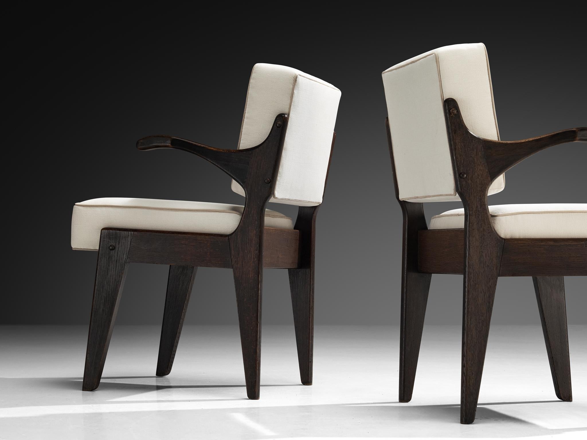 Guillerme & Chambron for Votre Maison Pair of 'Bridge Etudiant' Armchairs seating Morentz