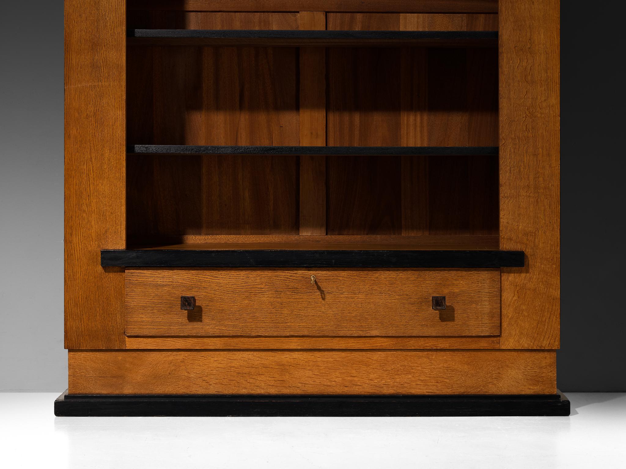 Hendrik Wouda for Pander Art Deco Bookshelf in Oak case pieces and storage cabinets Morentz