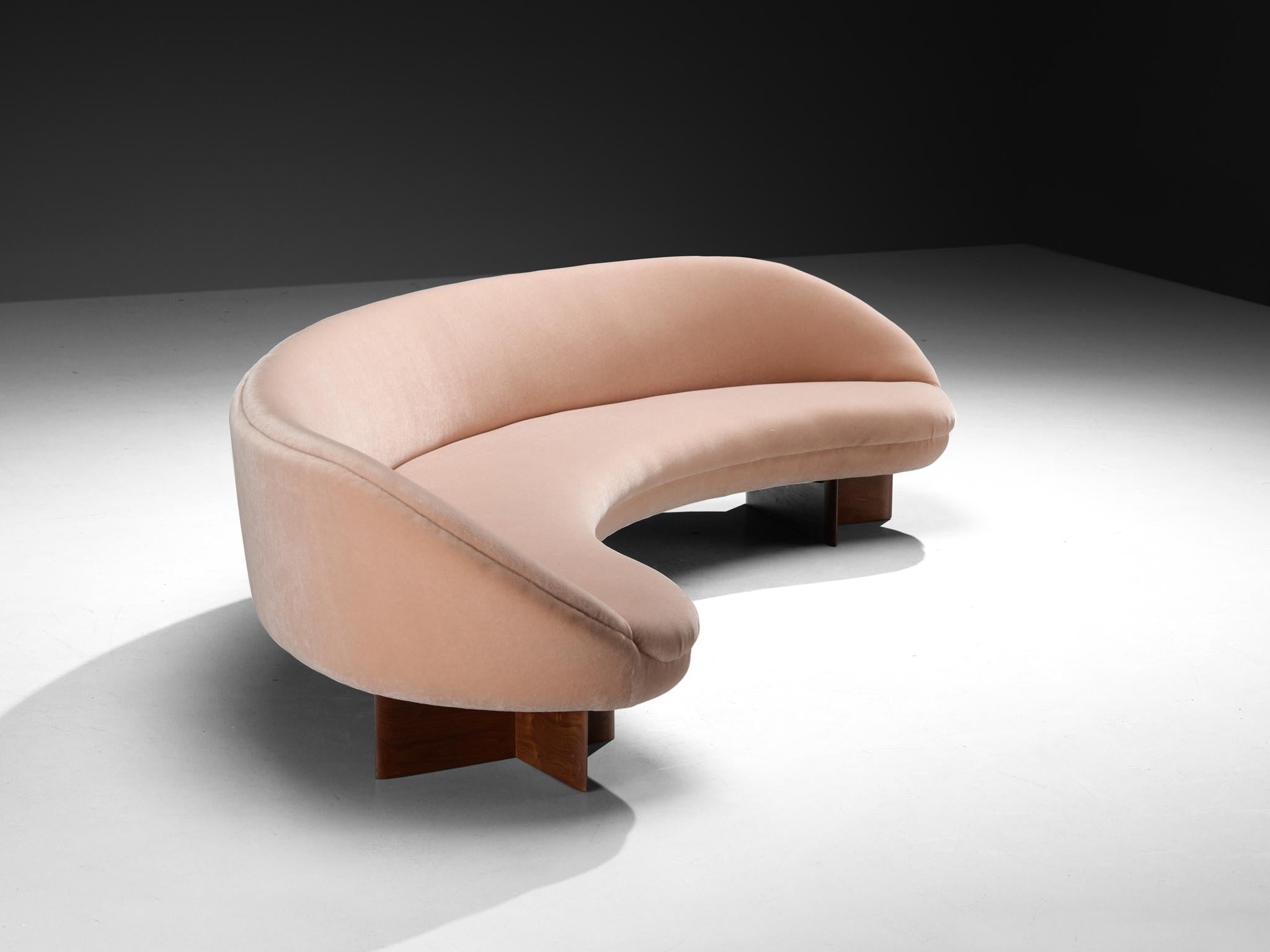 Vladimir Kagan for Kagan-Dreyfuss Inc '6999' Sofa in Mohair and Walnut seating Morentz