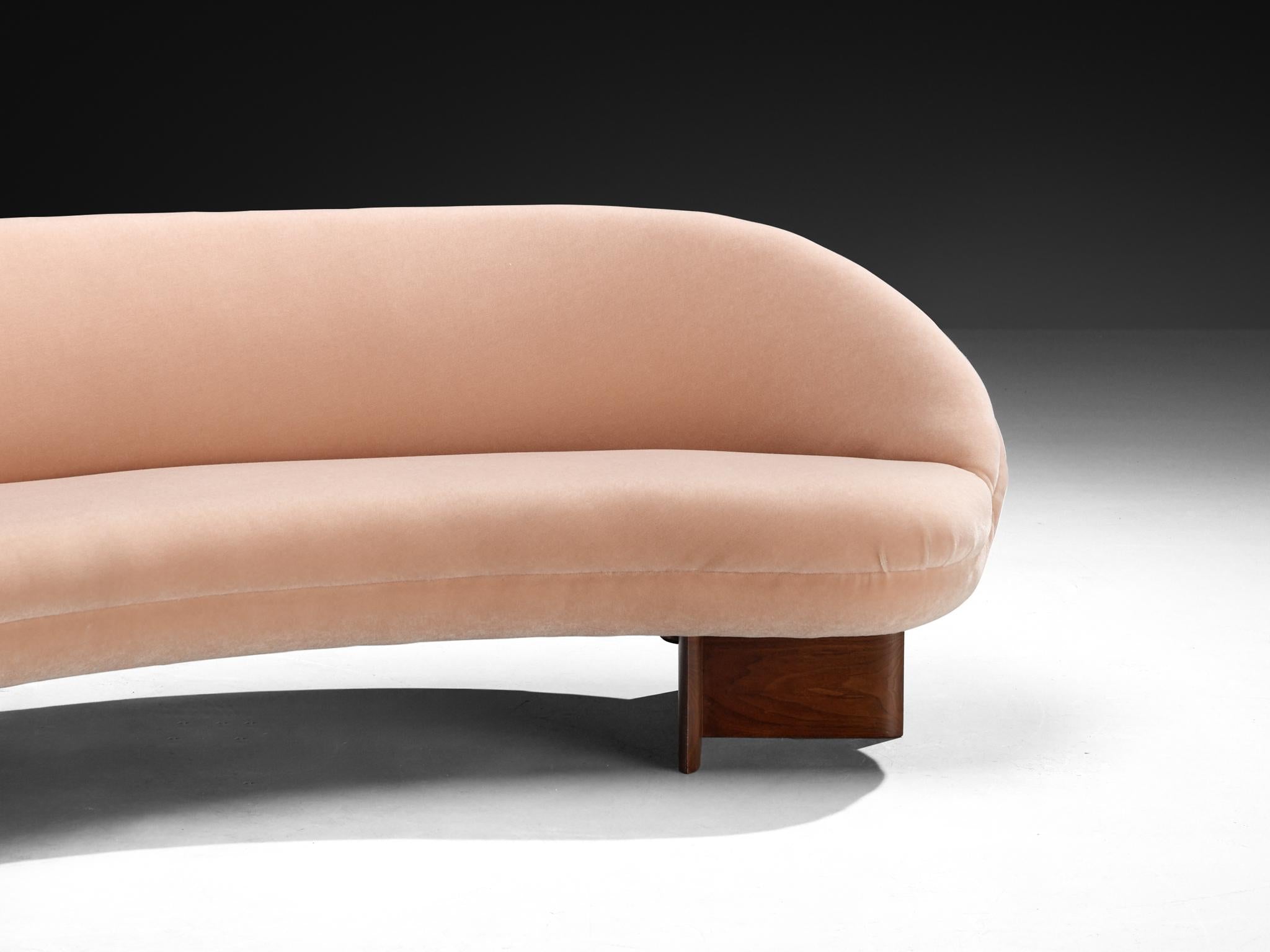 Vladimir Kagan for Kagan-Dreyfuss Inc '6999' Sofa in Mohair and Walnut seating Morentz