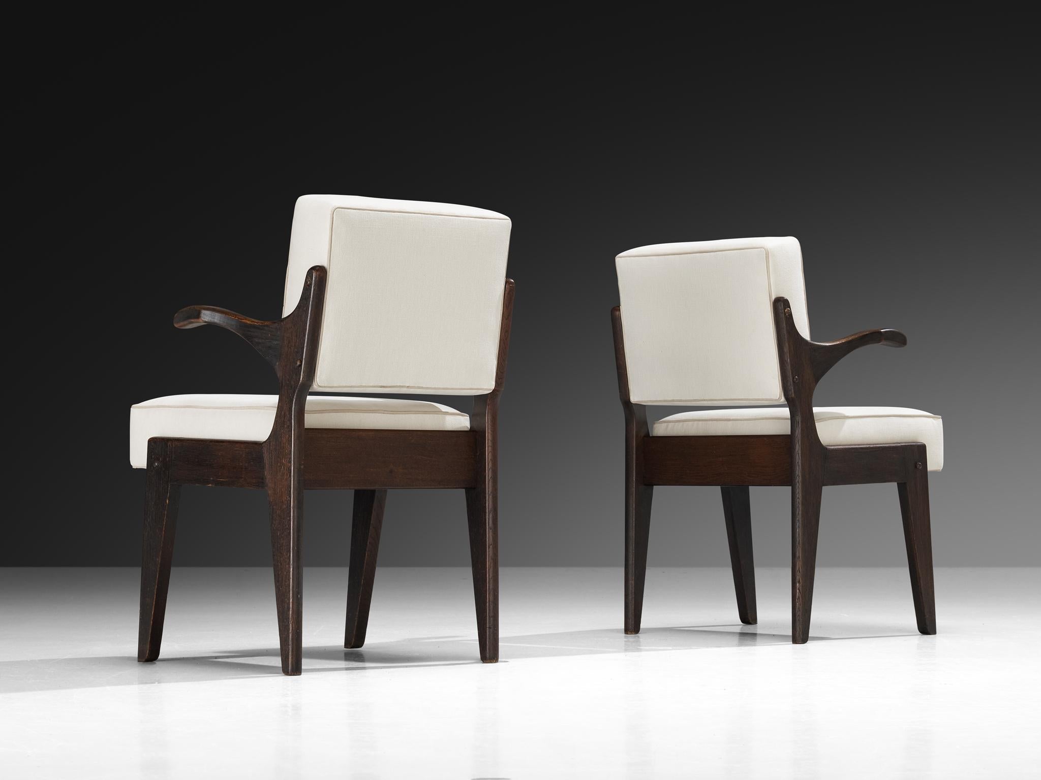 Guillerme & Chambron for Votre Maison Pair of 'Bridge Etudiant' Armchairs seating Morentz