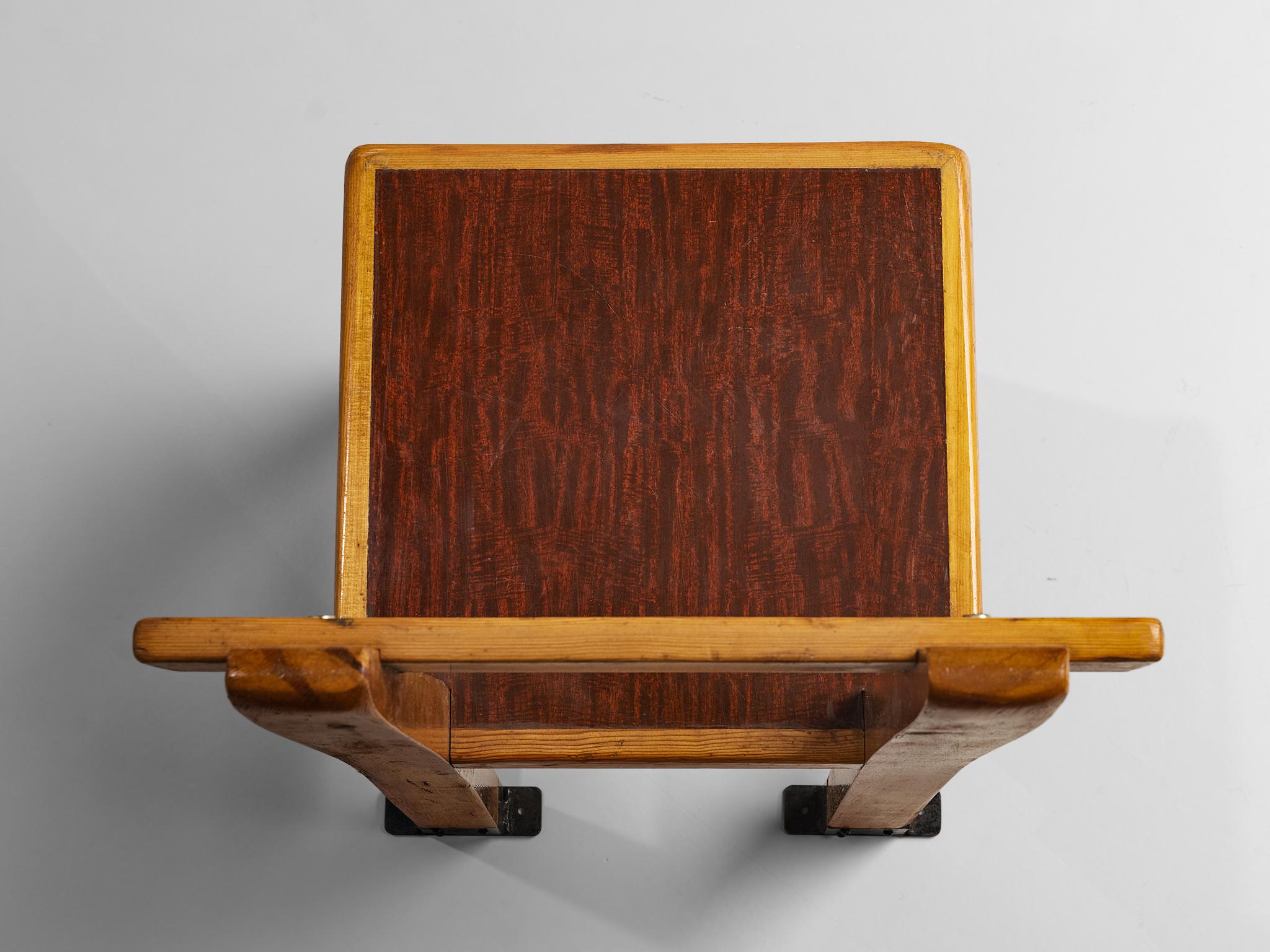 Rare French Pair of Dining Chairs in Pine with Metal Feet seating Morentz