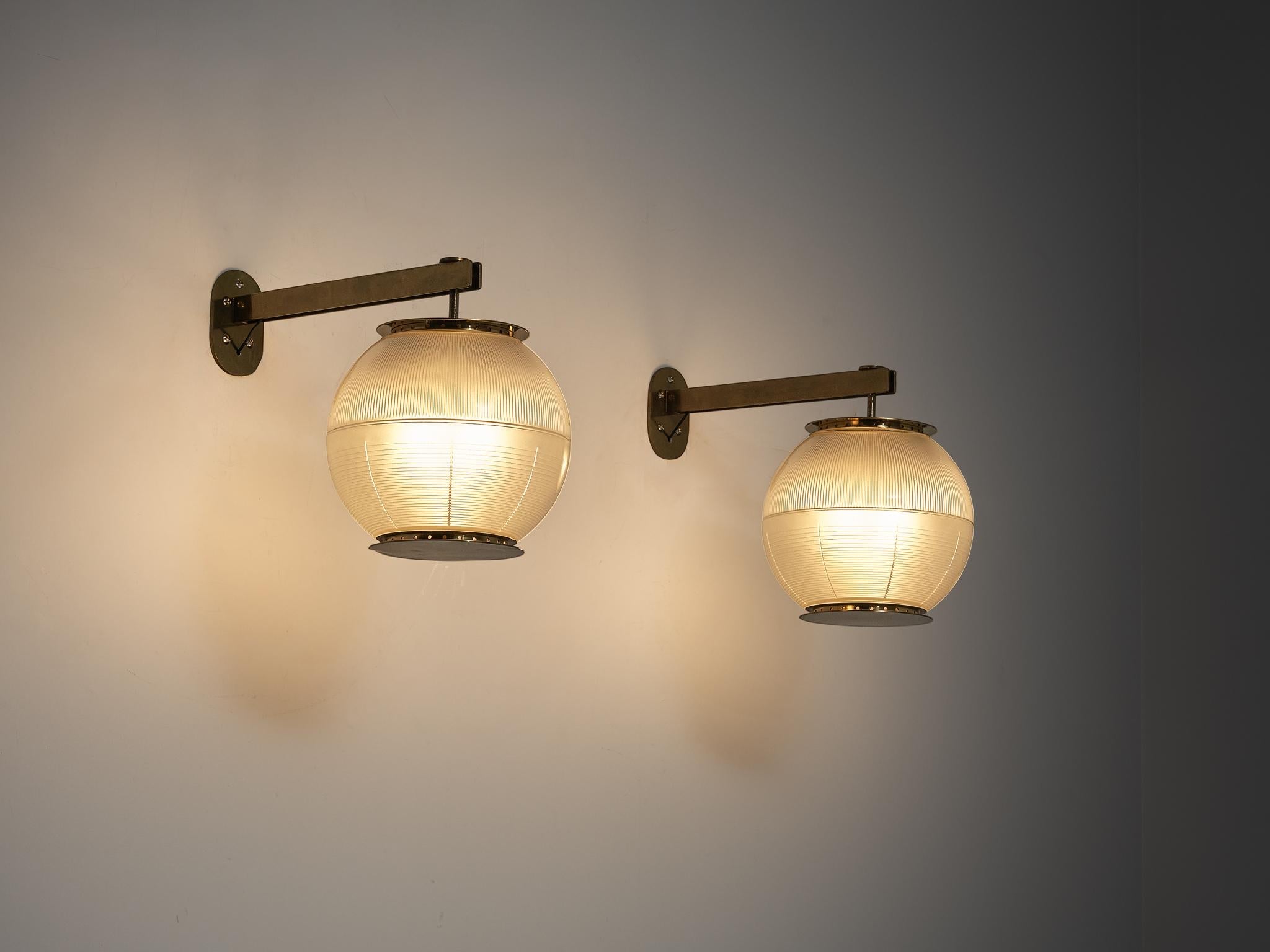 Ignazio Gardella for Azucena 'Doppio Vetro' Wall Lights in Glass and Brass lighting Morentz