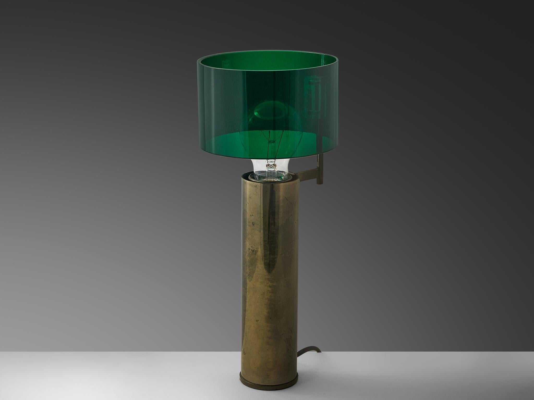 Tito Agnoli for O-Luce Table Lamp in Nickel-Plated Brass and Perspex lighting Morentz
