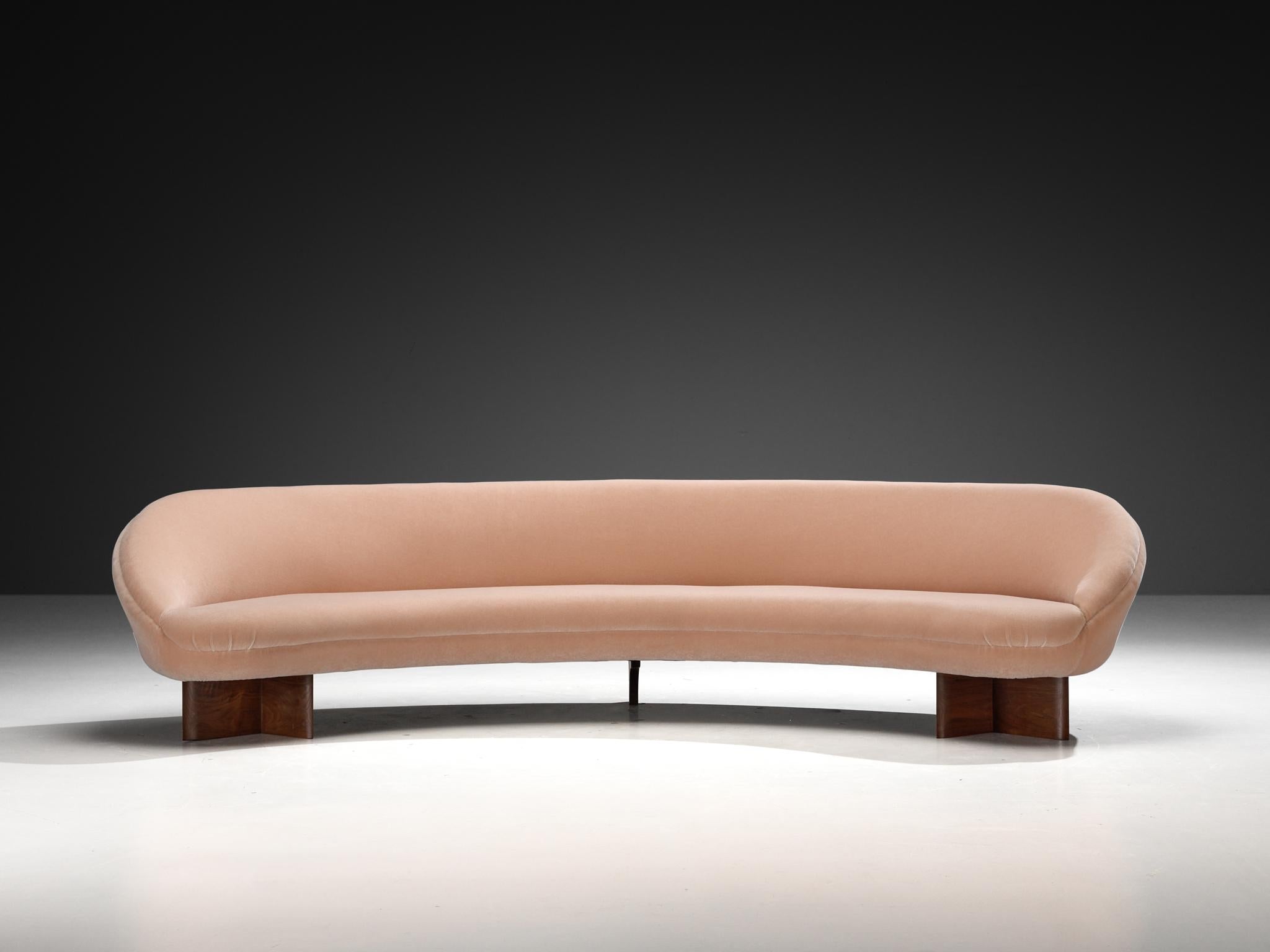 Vladimir Kagan for Kagan-Dreyfuss Inc '6999' Sofa in Mohair and Walnut seating Morentz