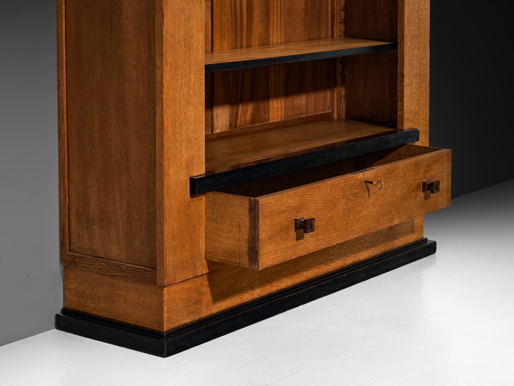 Hendrik Wouda for Pander Art Deco Bookshelf in Oak case pieces and storage cabinets Morentz