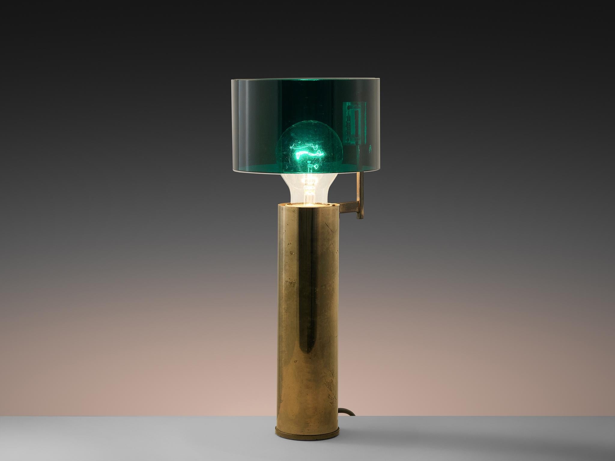 Tito Agnoli for O-Luce Table Lamp in Nickel-Plated Brass and Perspex lighting Morentz