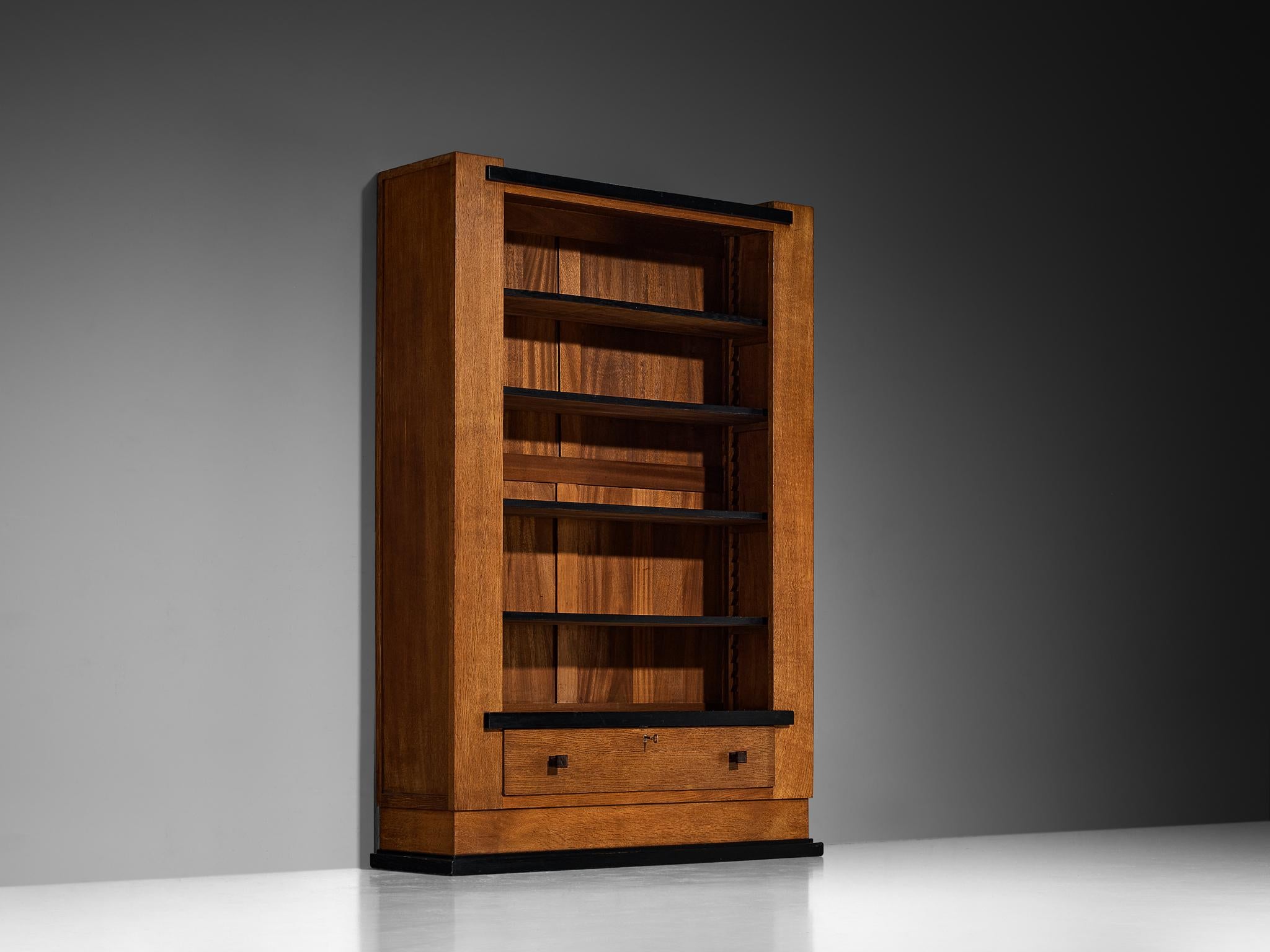Hendrik Wouda for Pander Art Deco Bookshelf in Oak case pieces and storage cabinets Morentz