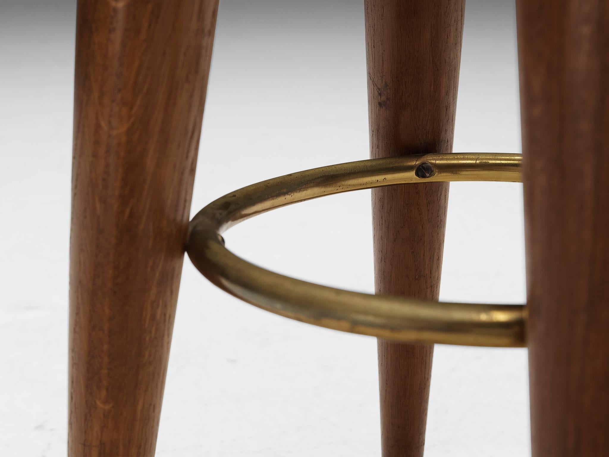 Italian Stools in Oak and Cognac Leather seating Morentz