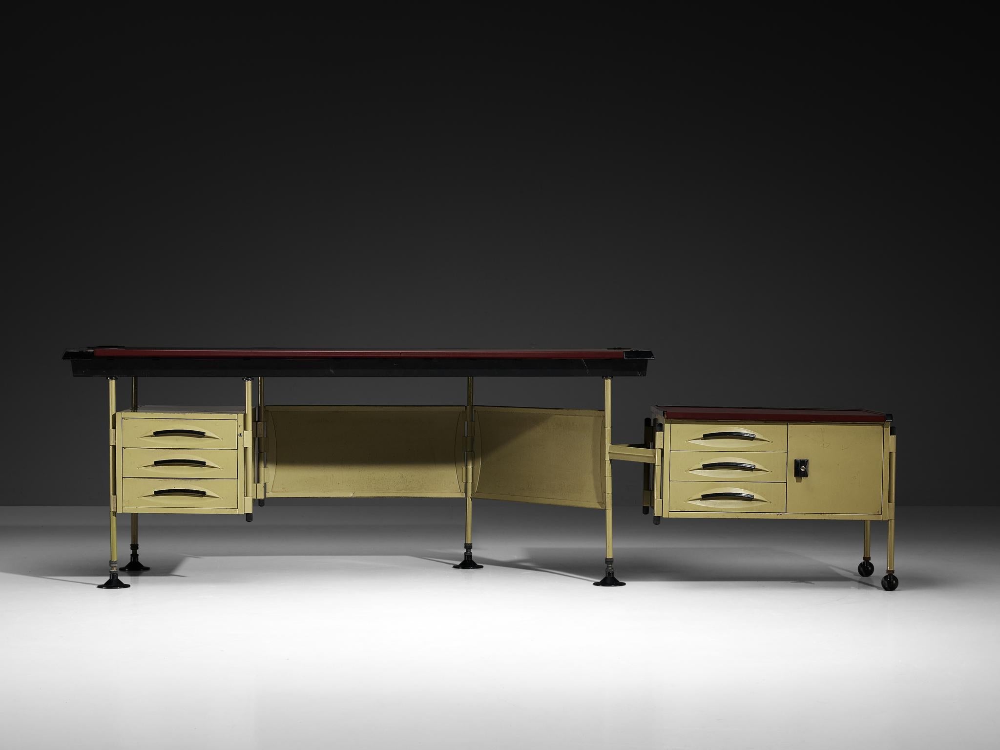 Studio BBPR 'Spazio' Corner Desk with Movable Cabinet tables Morentz