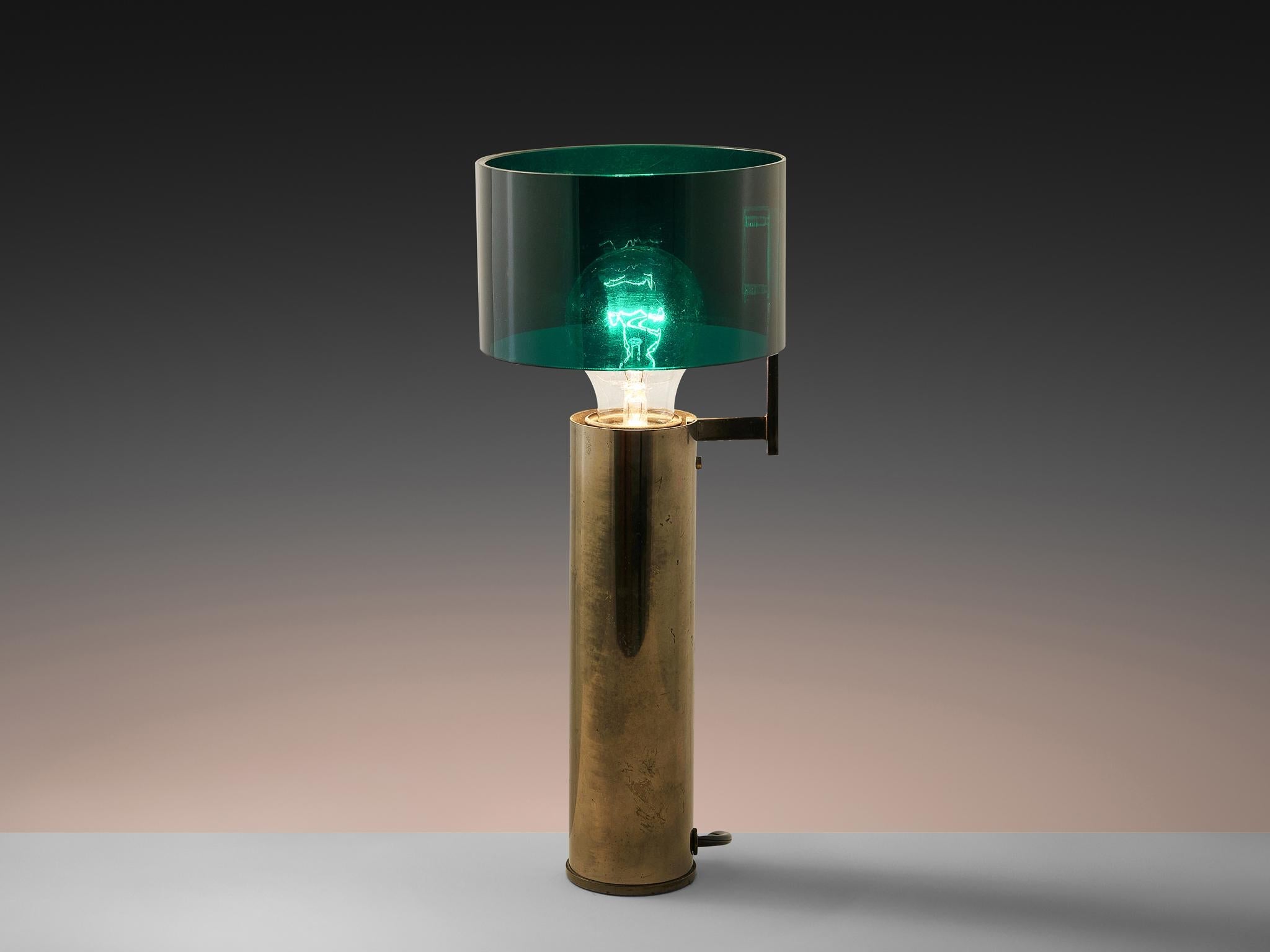 Tito Agnoli for O-Luce Table Lamp in Nickel-Plated Brass and Perspex lighting Morentz