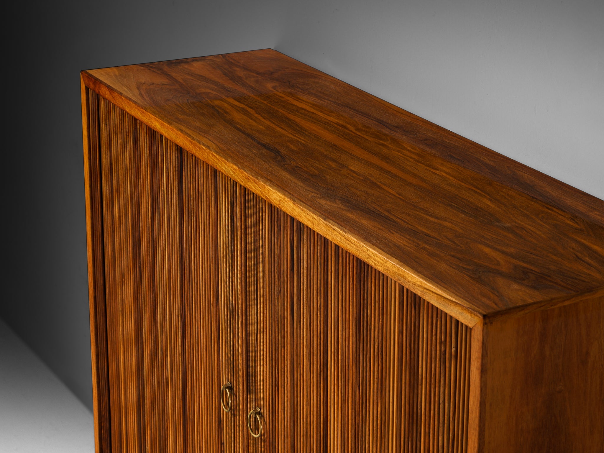 William Watting High Cabinet in Walnut with Elegant Tambour Doors case pieces and storage cabinets Morentz