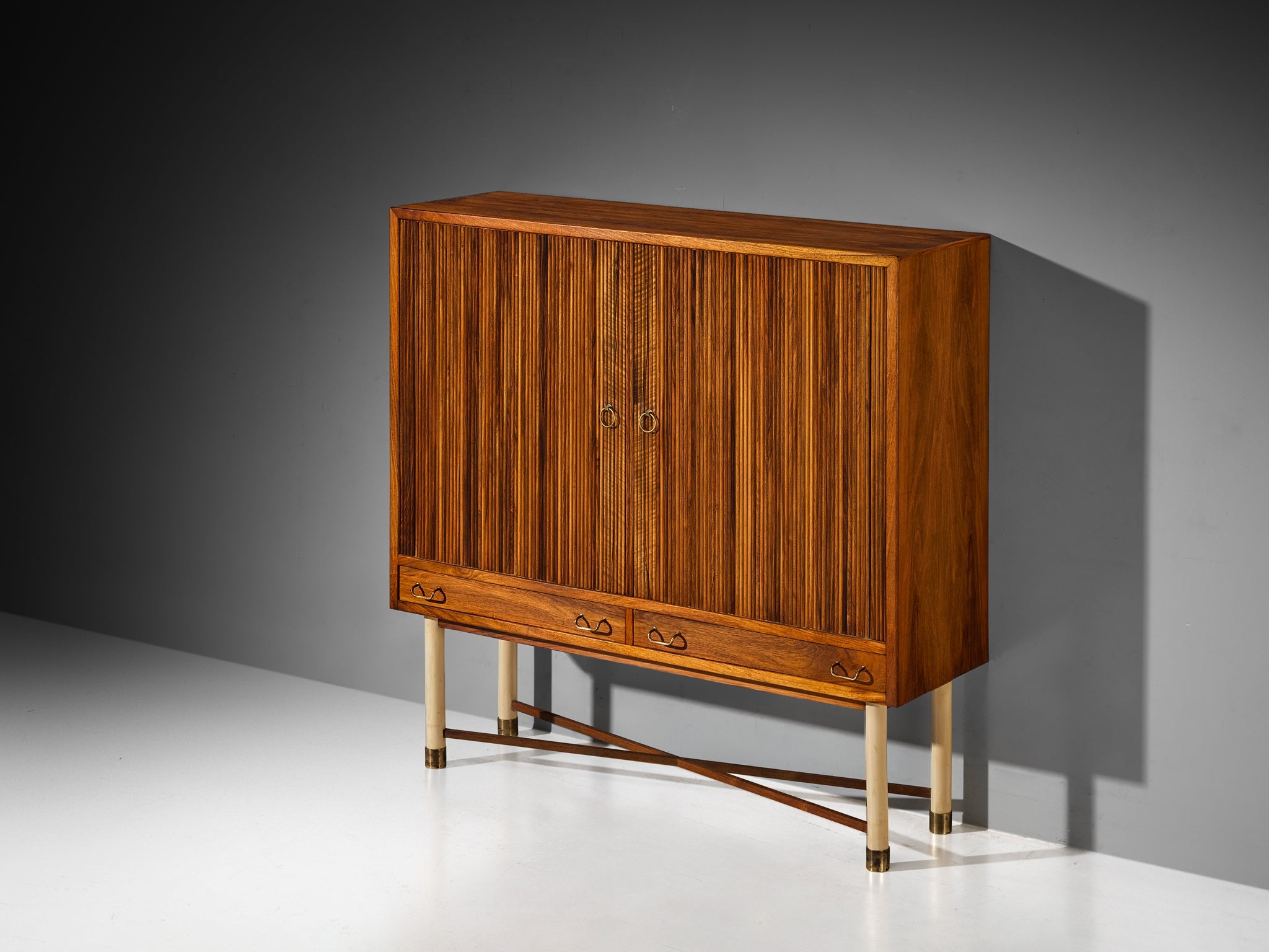 William Watting High Cabinet in Walnut with Elegant Tambour Doors case pieces and storage cabinets Morentz