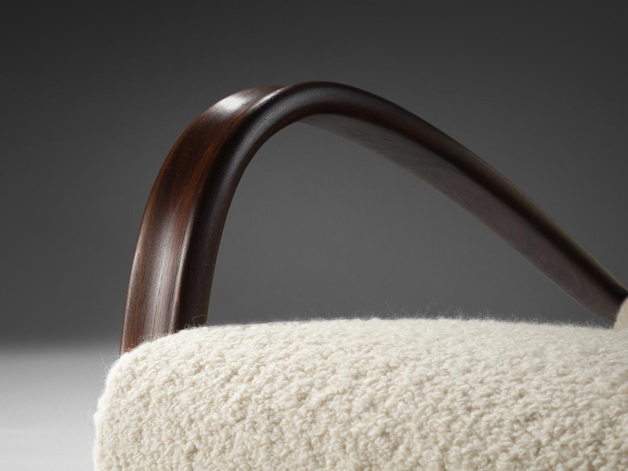 Jindrich Halabala Lounge Chair in White Bouclé seating Morentz