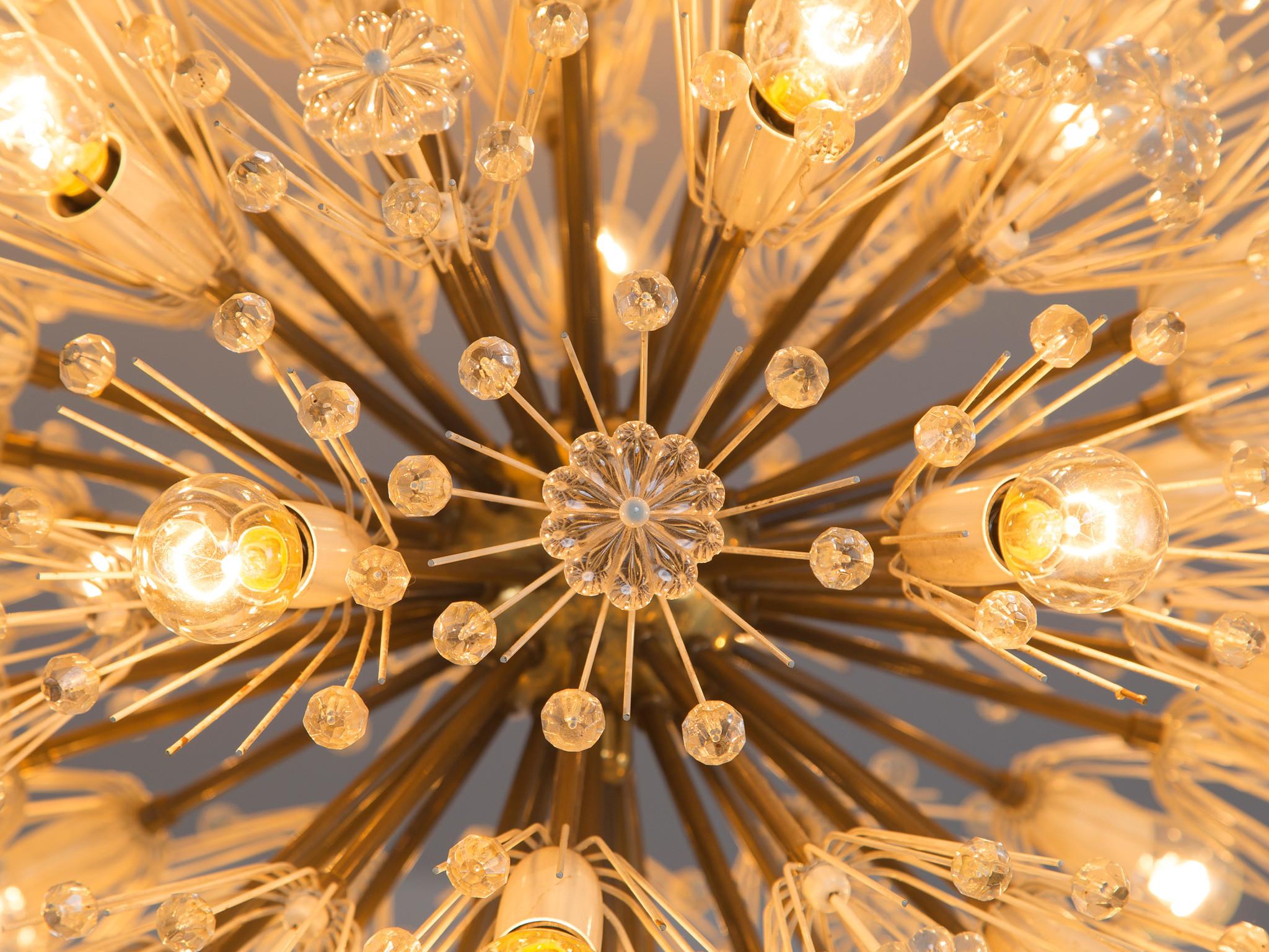 Emil Stejnar for Rupert Nikoll Sputnik Chandelier in Brass and Glass lighting Morentz