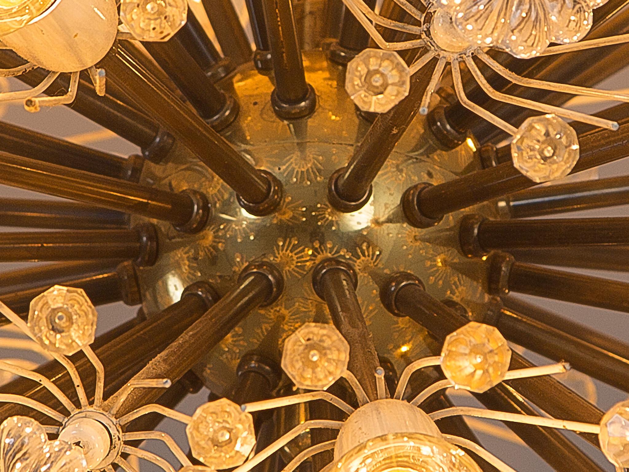 Emil Stejnar for Rupert Nikoll Sputnik Chandelier in Brass and Glass lighting Morentz