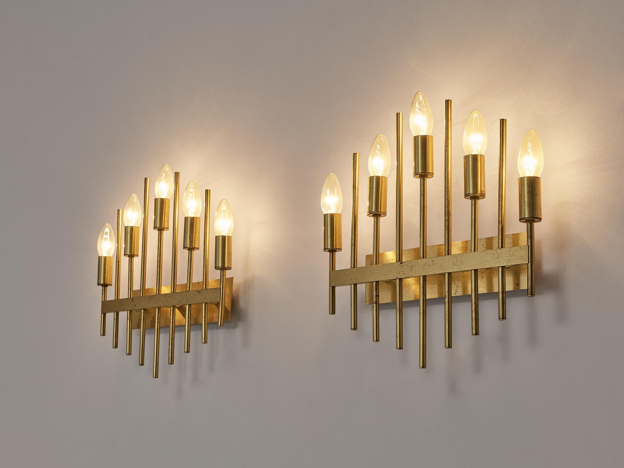 Pair of Delicate Wall Lamps in Brass lighting Morentz