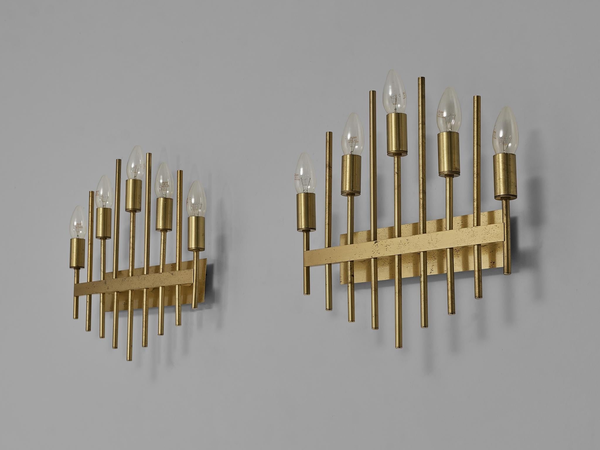 Pair of Delicate Wall Lamps in Brass lighting Morentz